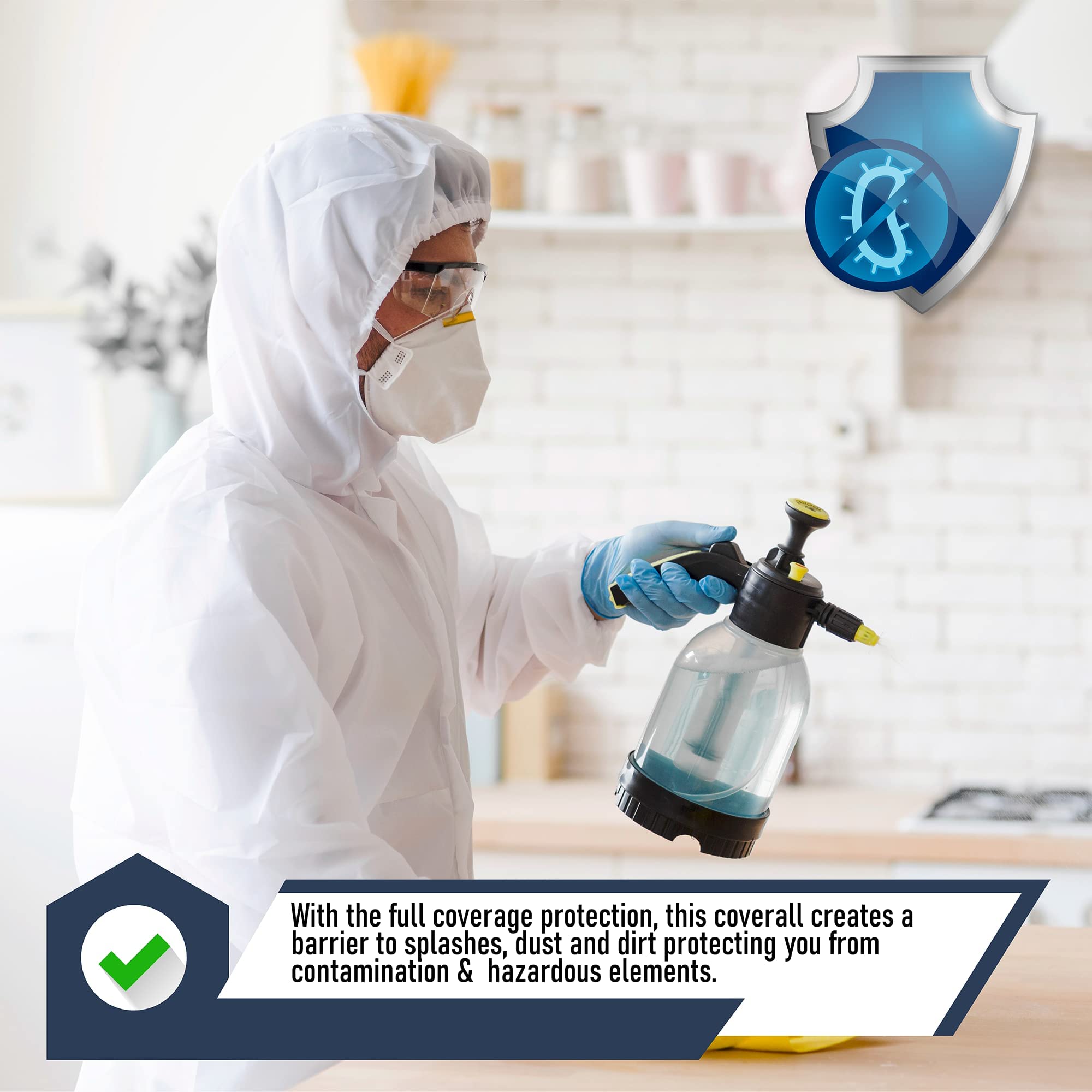 Disposable Hazmat Suits 25 Pack - Full Body Protective Coveralls with Attached Hood & Boots | Heavy Duty Water Resistant Painters Suit for Adults | Breathable Chemical Protection | Ideal for Painting, Construction, Chemical Handling & Emergency Response