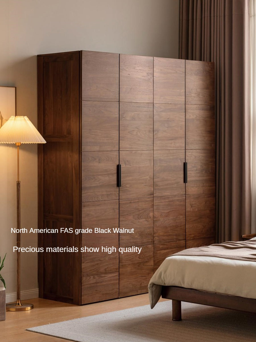 Premium Black Walnut Solid Wood Wardrobe & Storage Cabinet - Spacious Closet Organizer for Bedroom, Living Room, and Office