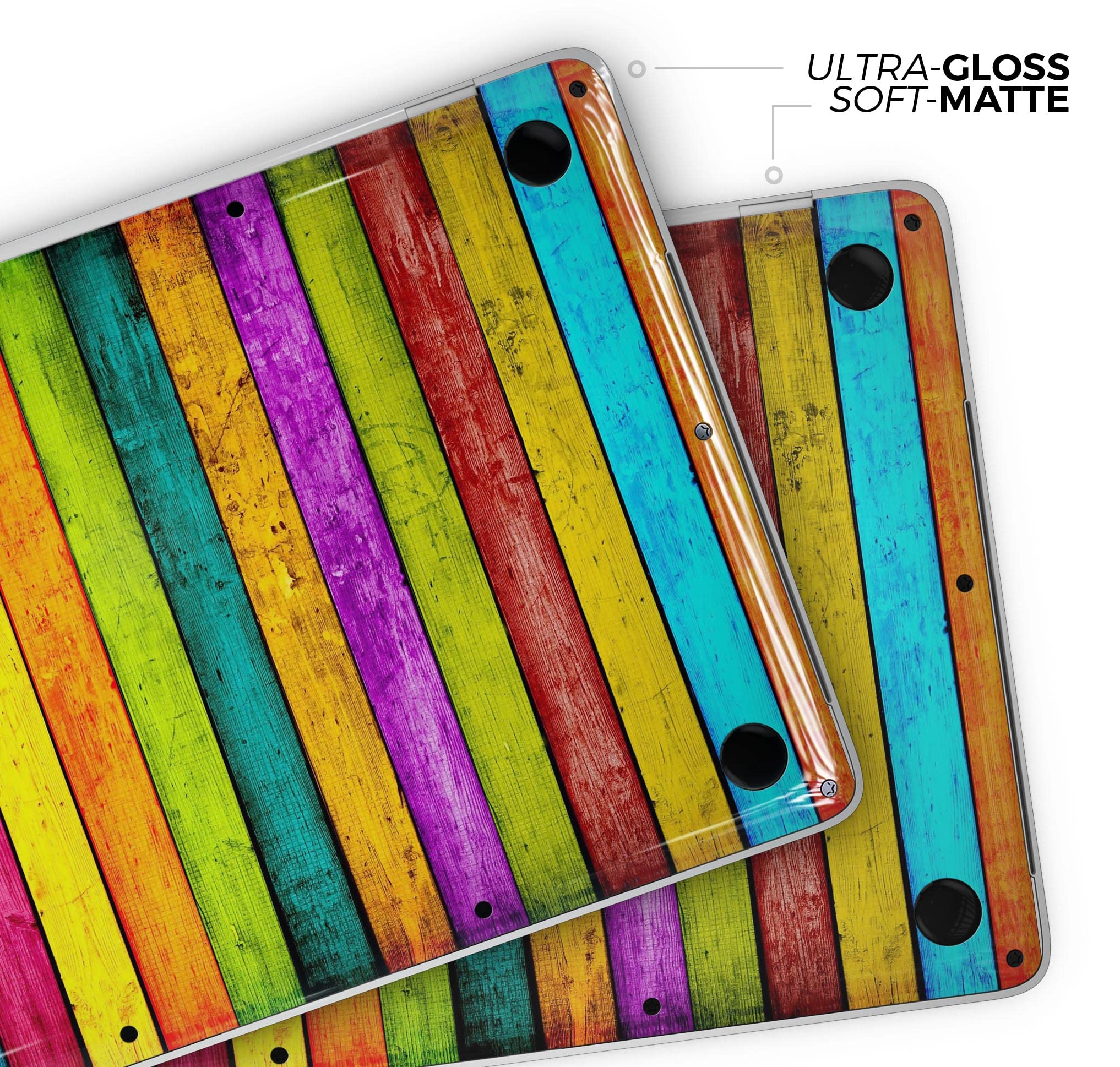 Neon Wood Planks Full-Body Wrap Scratch Resistant Decal Skin Kit for MacBook Air 13