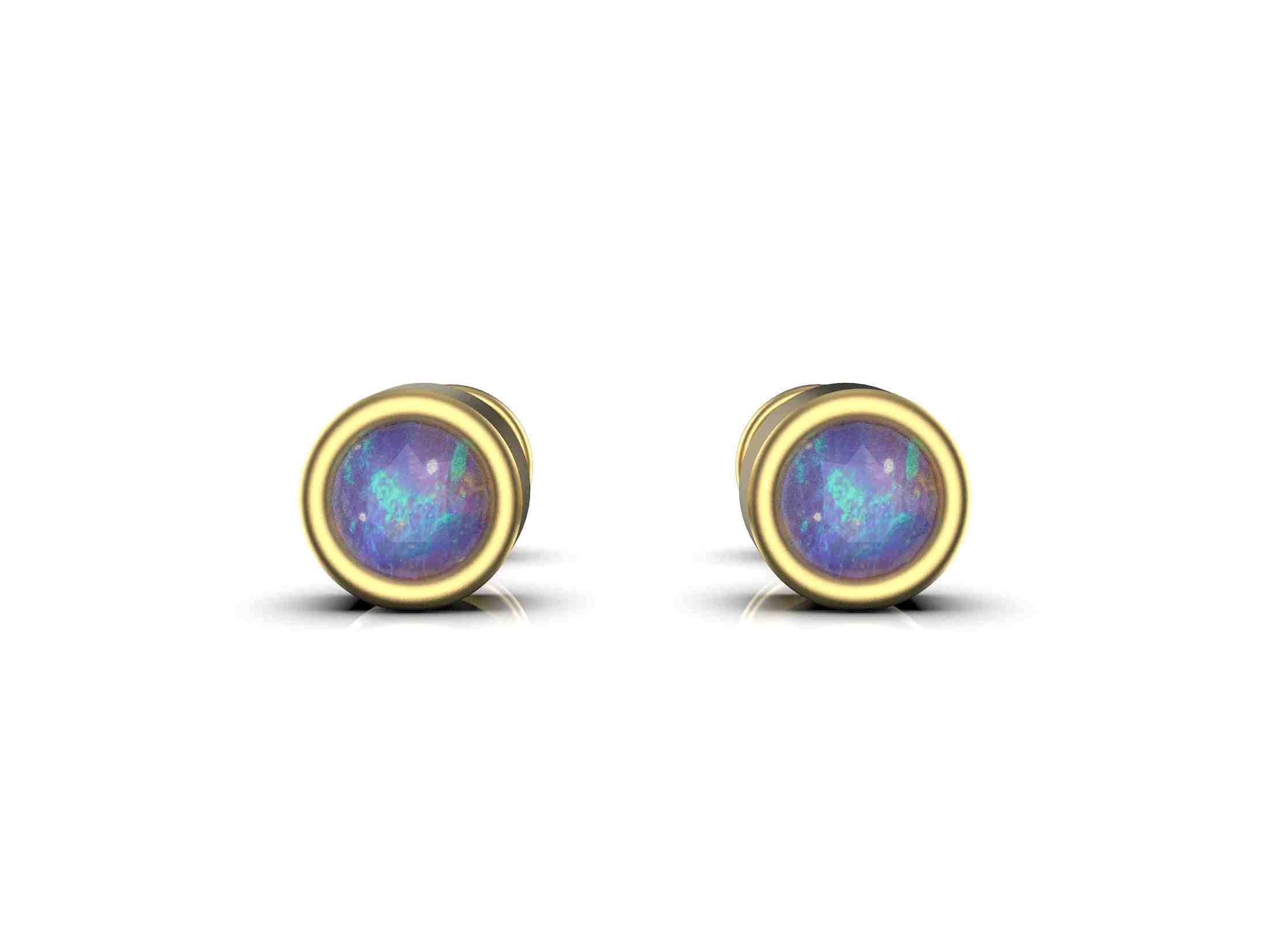 Sametrue 2 Carat Round Ethiopian Natural Opal Stud Earrings - October Birthstone Jewelry, 5.5mm White Gemstone Earrings for Women | Perfect Gift for Birthday, Anniversary & Special Occasions