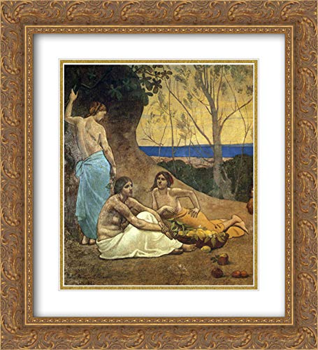 20x22 Gold Ornate Frame with Double Matted Museum Art Print - Pierre Puvis de Chavannes Wall Decor for Living Room, Bedroom & Office | The Happy Land Reproduction