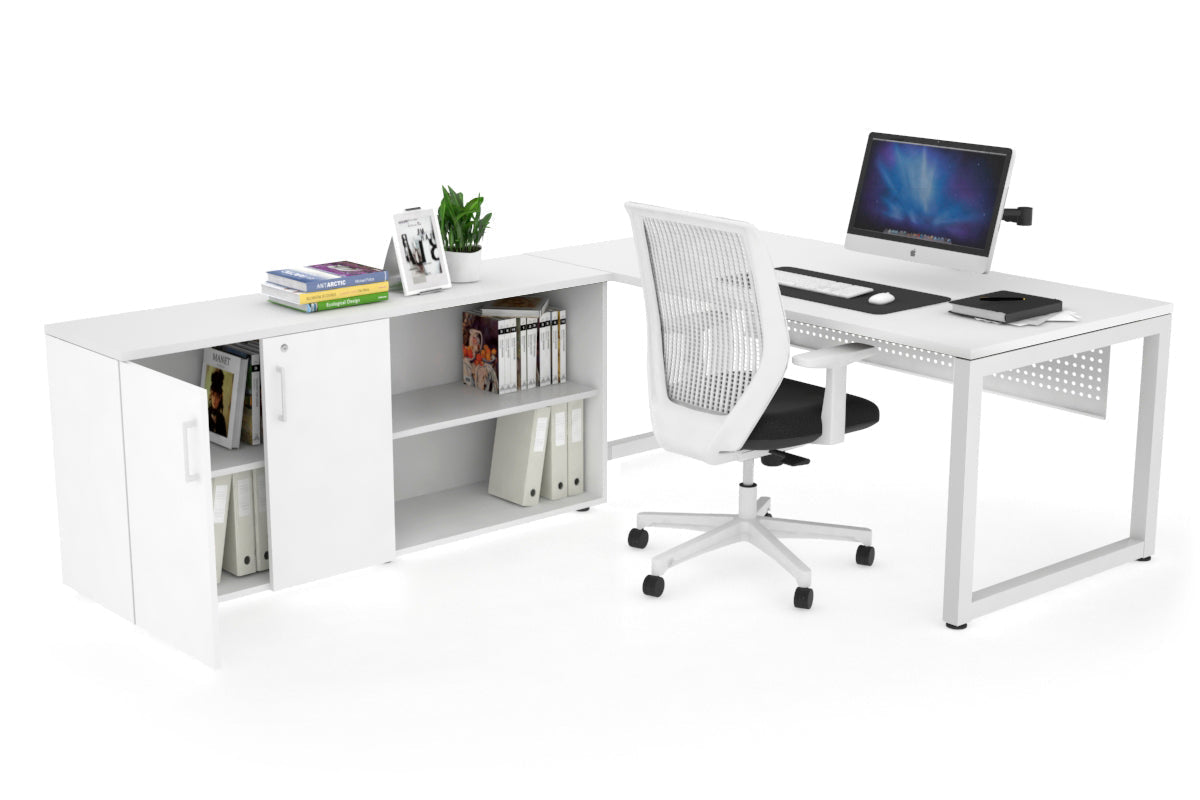 Quadro Loop Executive White Frame Desk [1600L x 700W] - Modern Office Furniture for Executive Workspaces & Home Offices