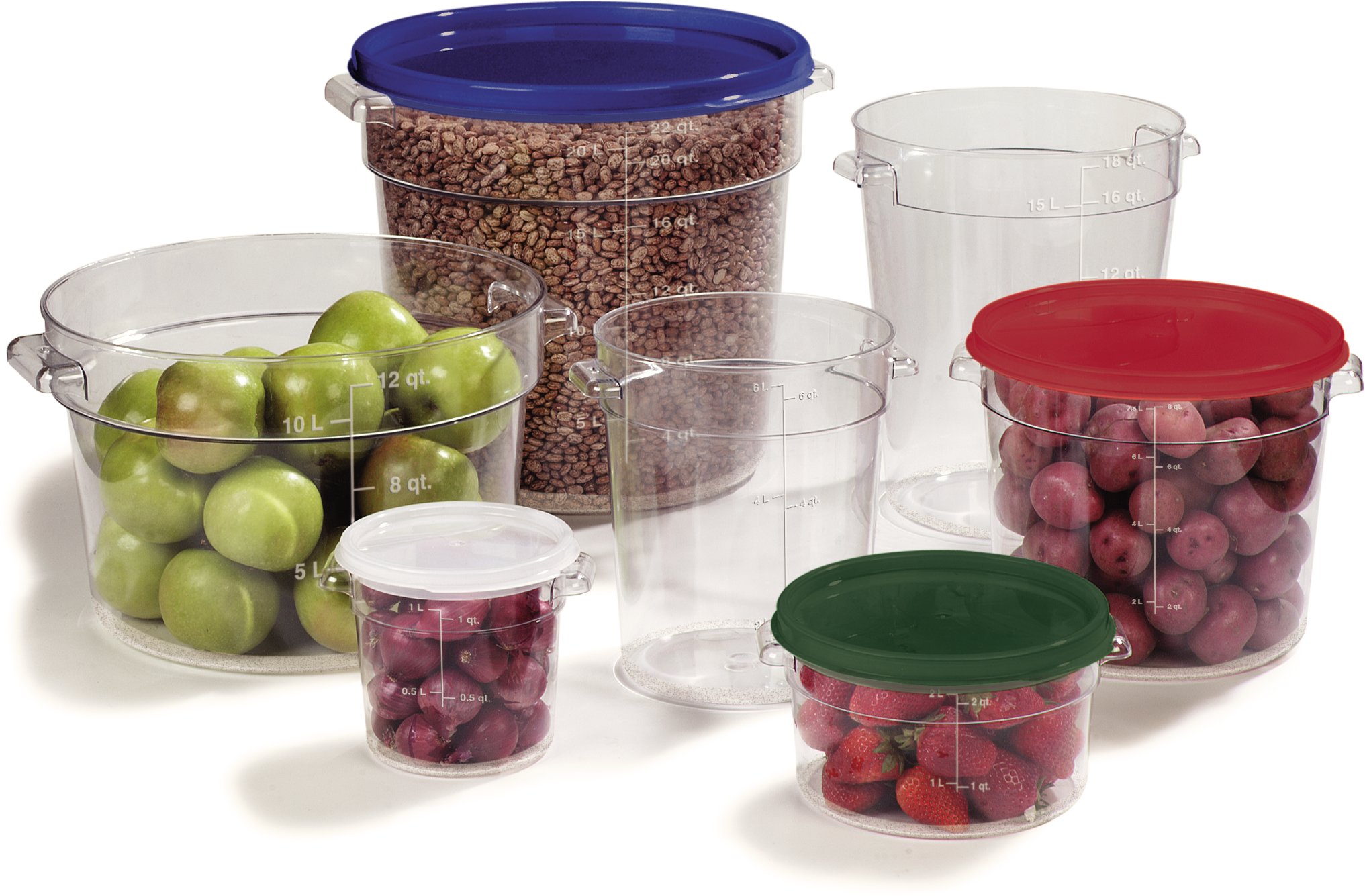 Carlisle Storplus 8 Quart Clear Polycarbonate Round Food Storage Container - Stackable Design for Catering, Buffets & Restaurants | Ideal for Food Prep, Leftovers & Commercial Kitchen Storage