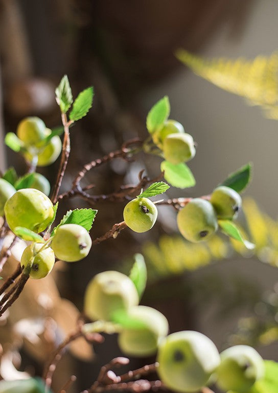 Artificial Green Apple Branch - Modern Floral Centerpiece for Dining Table, Home Decor, Wedding & Party Decoration - Faux Fruit Arrangement Ideas for Elegant Interior Design