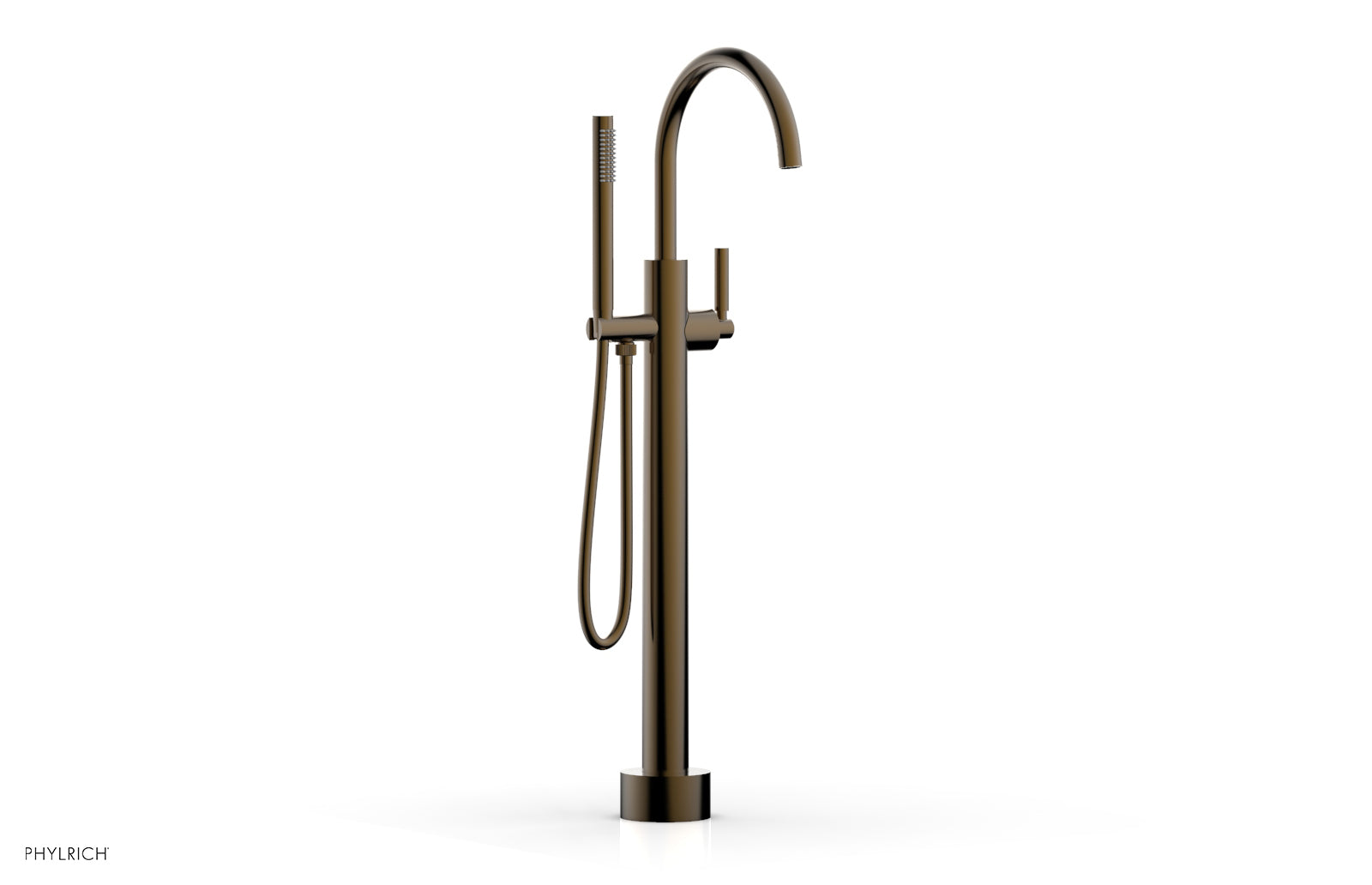 BASIC Low Floor Mount Tub Filler with Lever Handle & Hand Shower - D130 44 03 - Perfect for Modern Bathroom Renovations and Spa-Like Showers