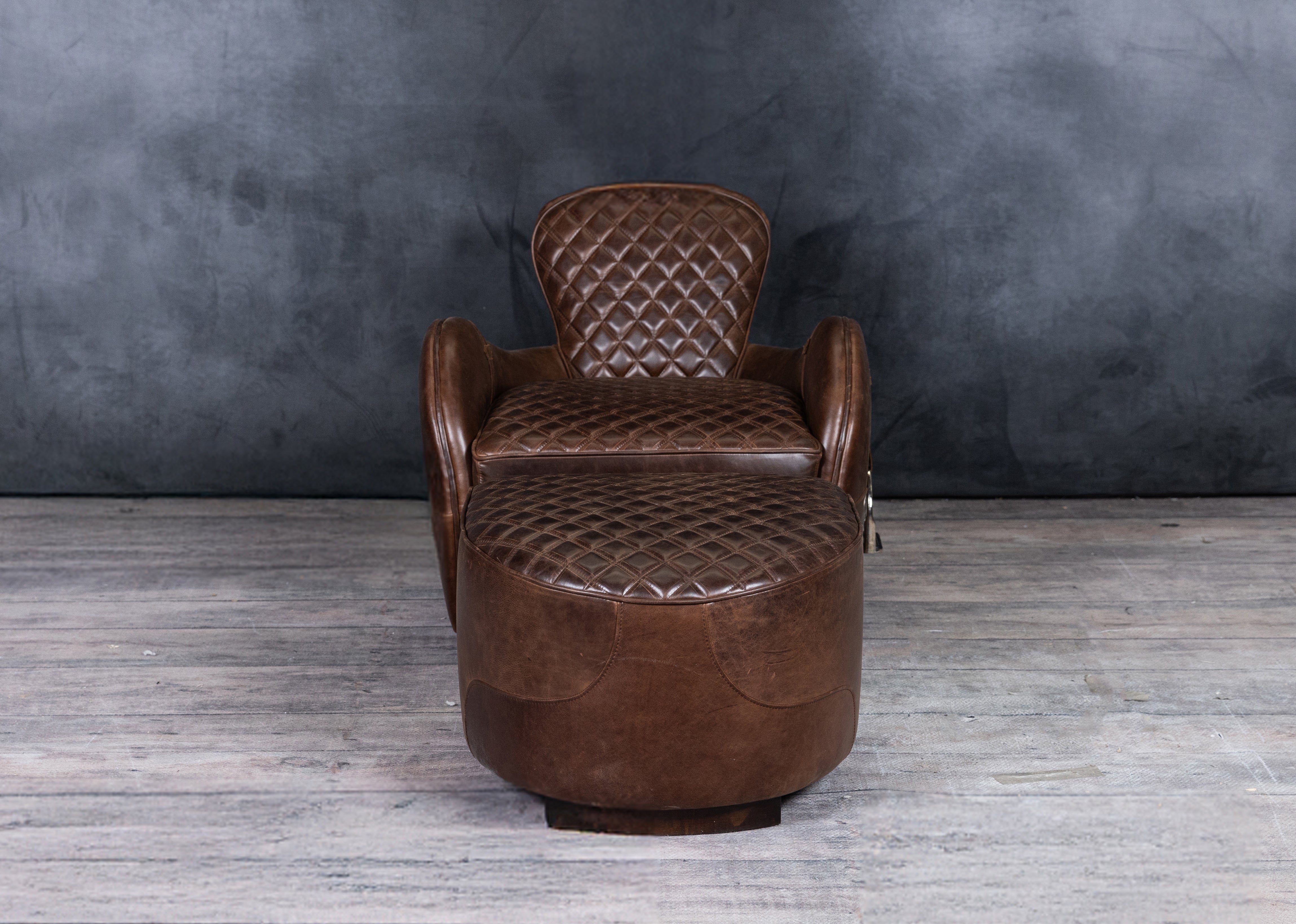 Premium Equestrian Leather Chair & Ottoman Set - Handcrafted Genuine Leather Living Room Seating for Home & Office - Perfect for Lounging, Relaxing & Decorating Your Space
