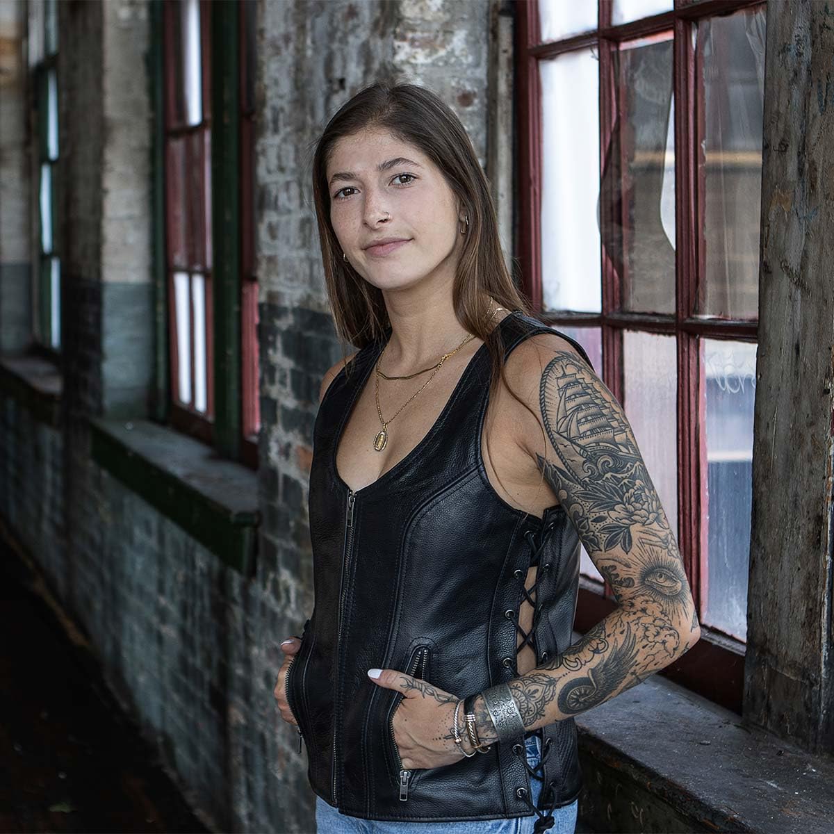 Milwaukee Women's Side Lace Vest with Stitch Detailing - Stylish Casual Wear for Everyday Outfits & Layering