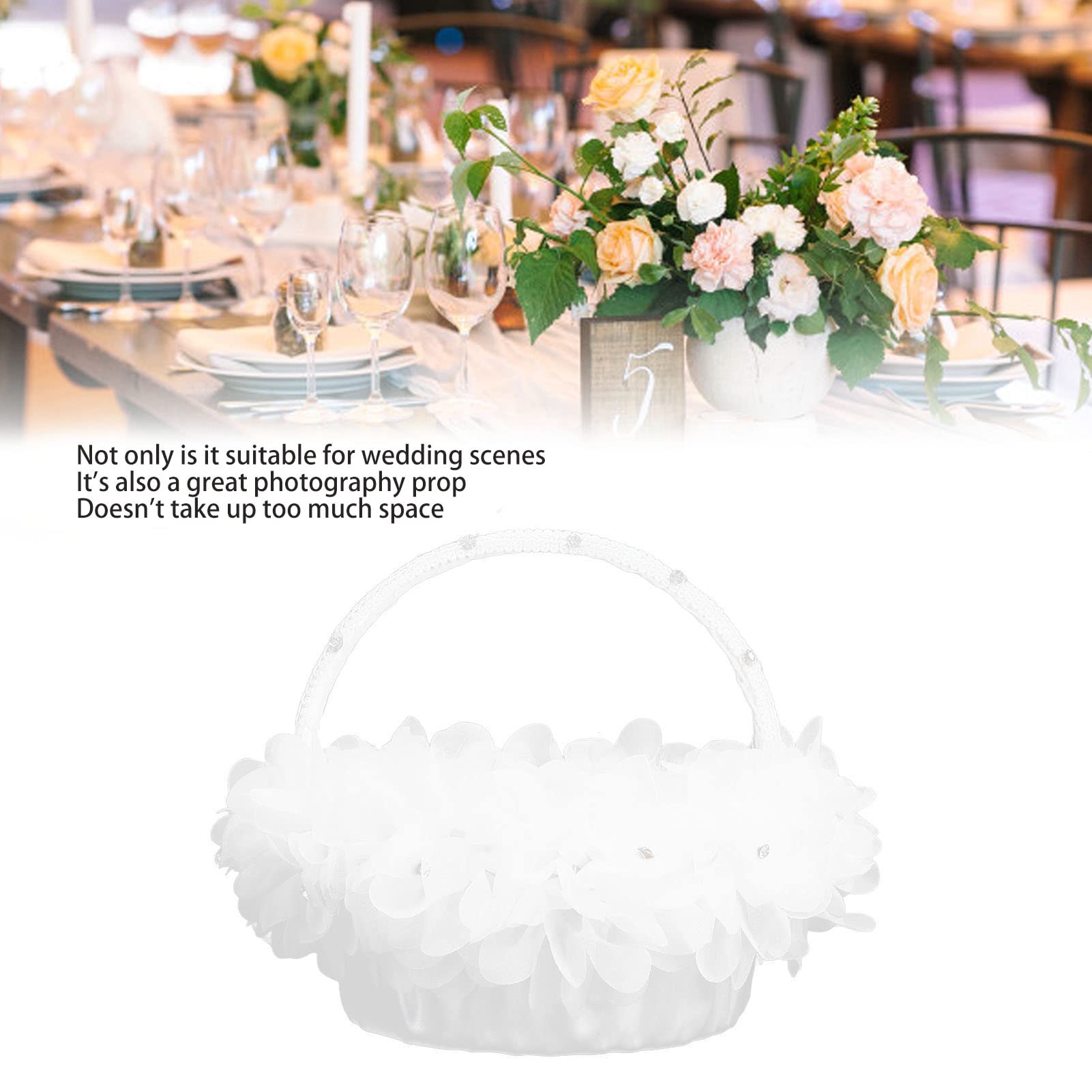 Elegant Lace Flower Girl Basket with Ostrich Feathers - Wedding Party Photography Props for Bridal Shower, Flower Girls & Ceremony Decor