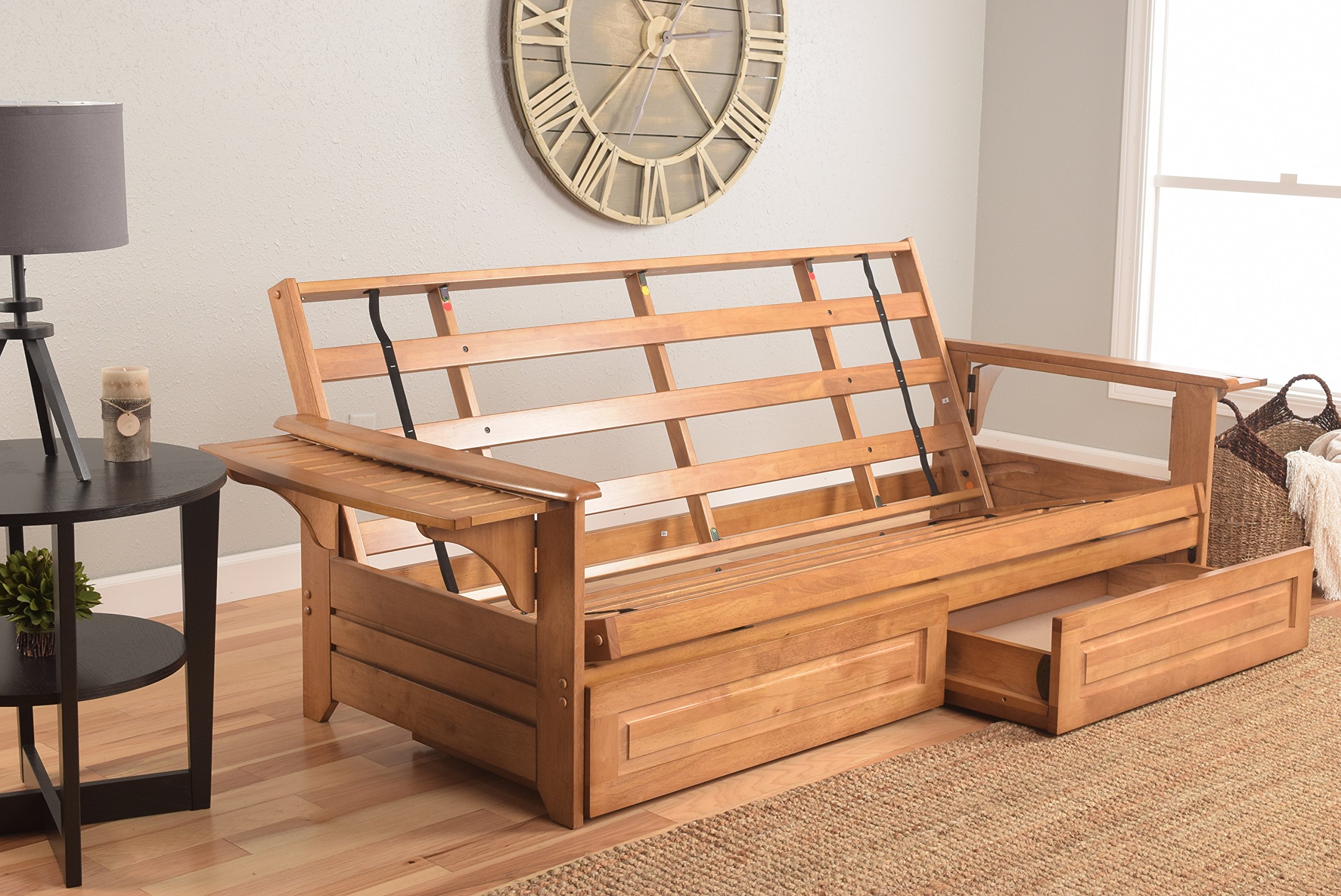 Kodiak Full Size Futon with Storage Drawers - Frame Only for Small Spaces