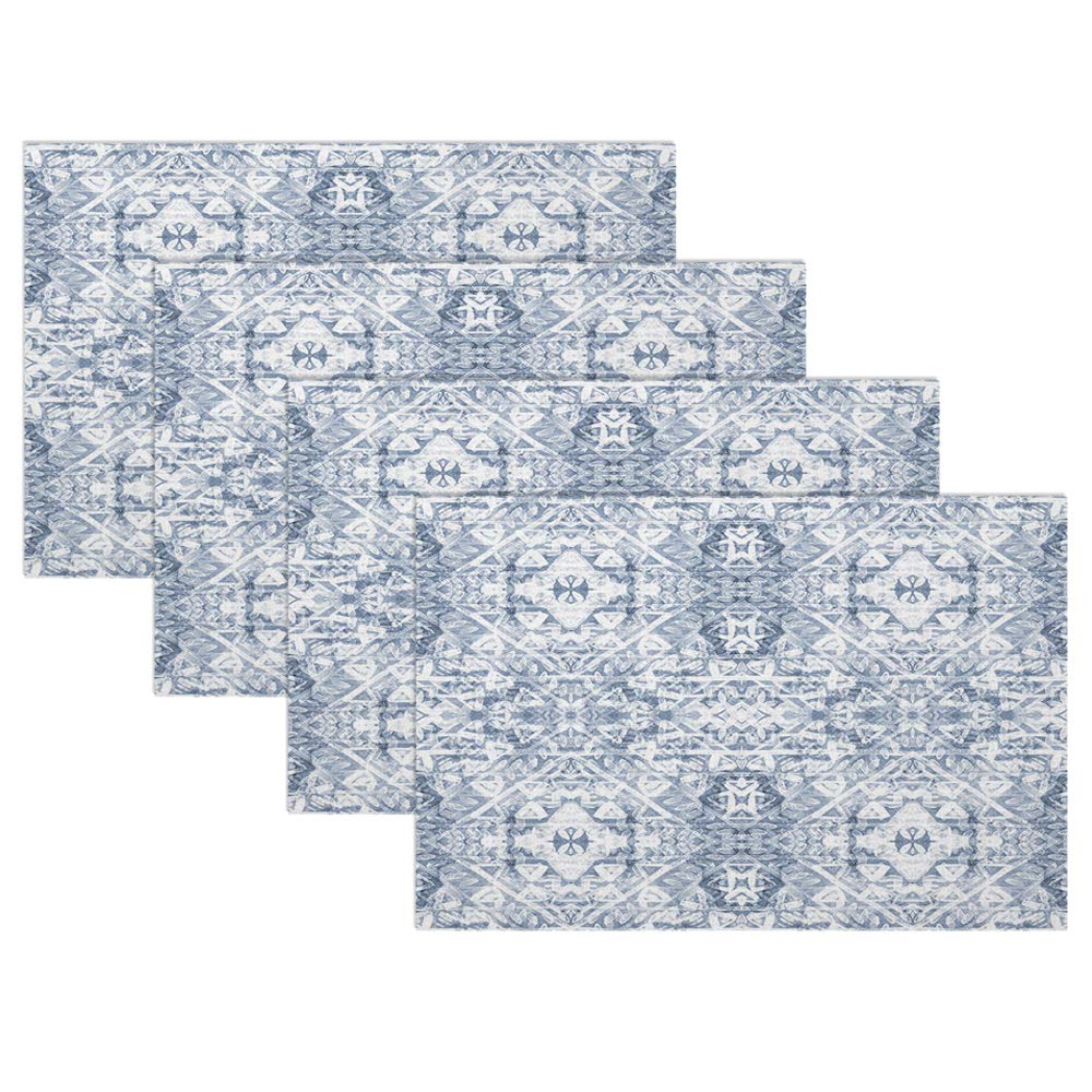 Swono Ethnic Design Placemat Set of 4 - Striped Watercolor Tribal Pattern Table Mats, Oilproof 12