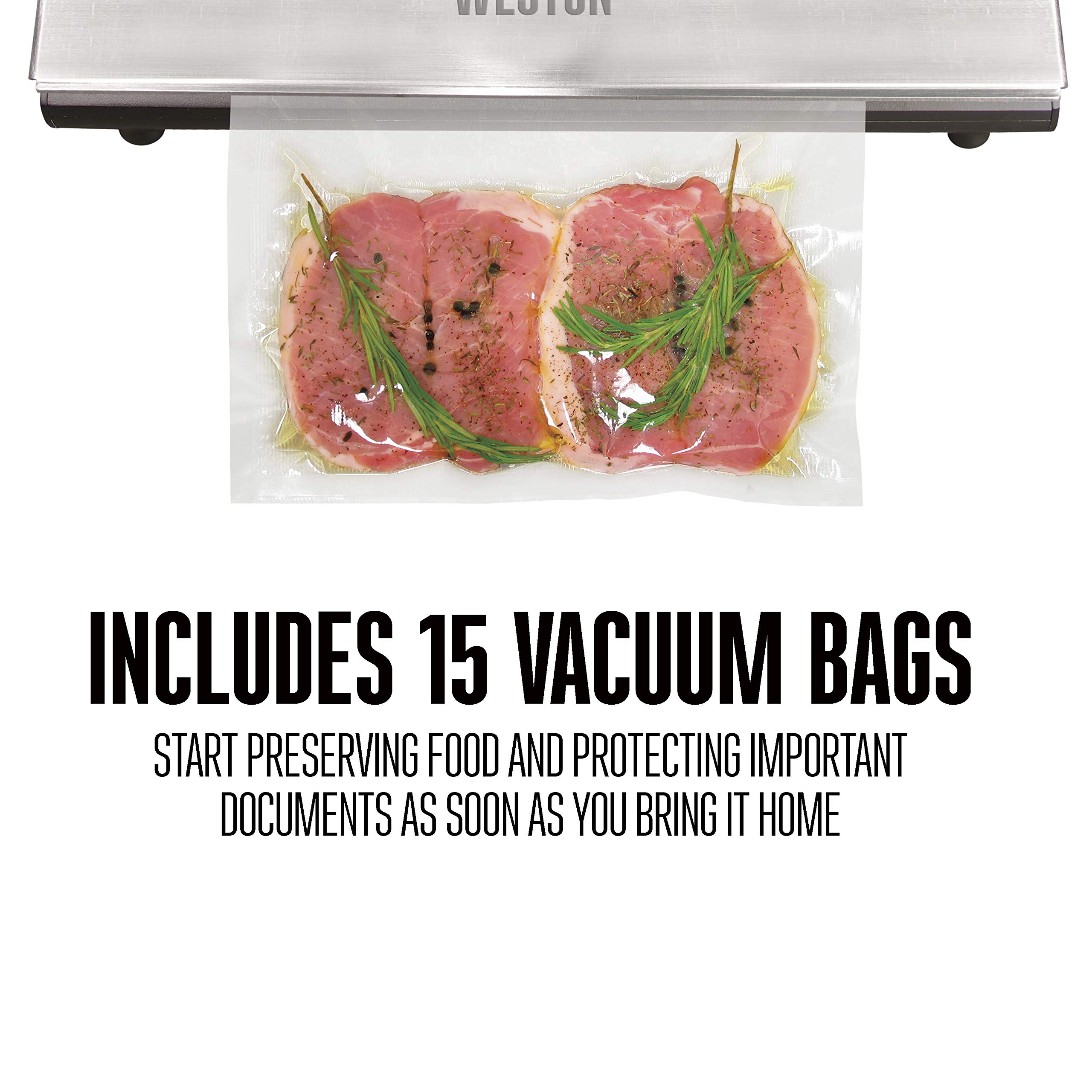 Weston 65-0501-W Professional Advantage Vacuum Sealer - 11 Inch Stainless Steel Food Saver Machine for Home Kitchen, Sous Vide, Meal Prep & Long-Term Food Storage