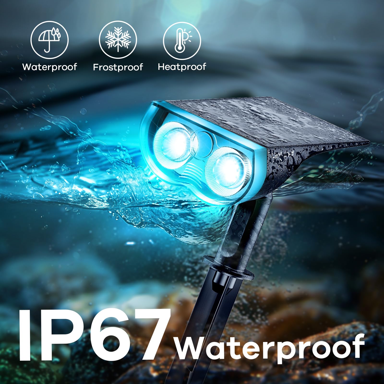 Linkind Solar Spot Lights Outdoor - IP67 Waterproof Solar Landscape Lights with RGB Multicolor, 4 Pack for Yard, Garden, Pathway - Perfect for Patio, Deck, Driveway & Backyard Lighting