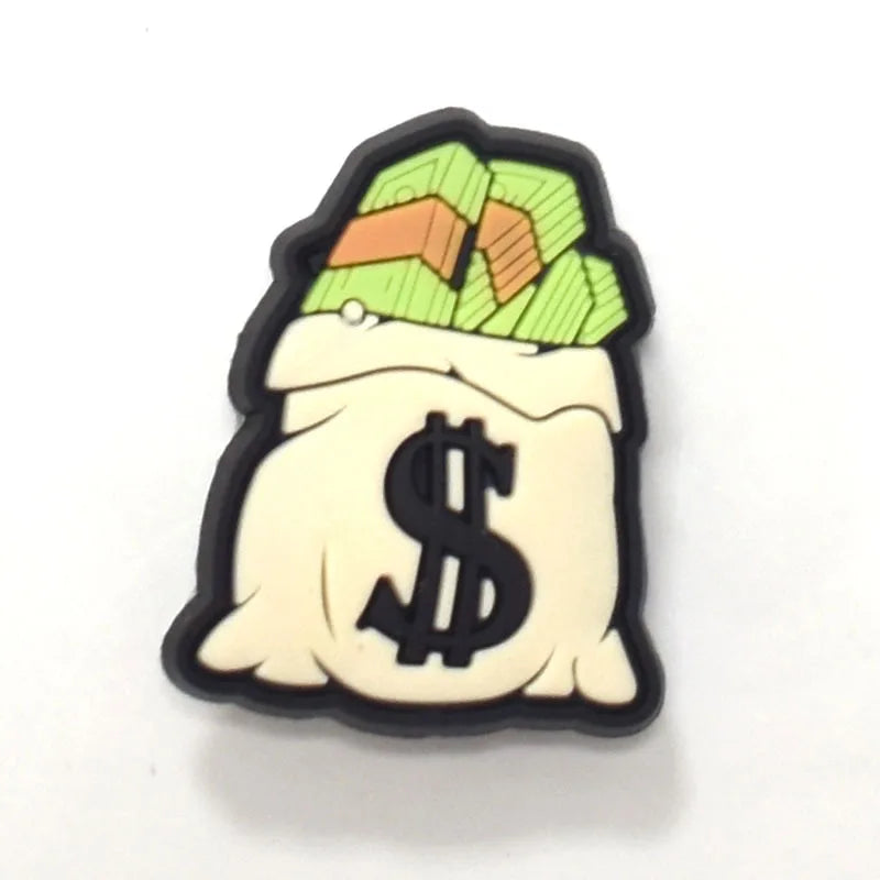 1PCS Funny Dollar Money Shoe Charms - PVC Cartoon DIY Sandal Accessories for Clogs - Unisex Decoration for Boys & Adults - Perfect for Xmas Parties, Gifts & Everyday Fashion