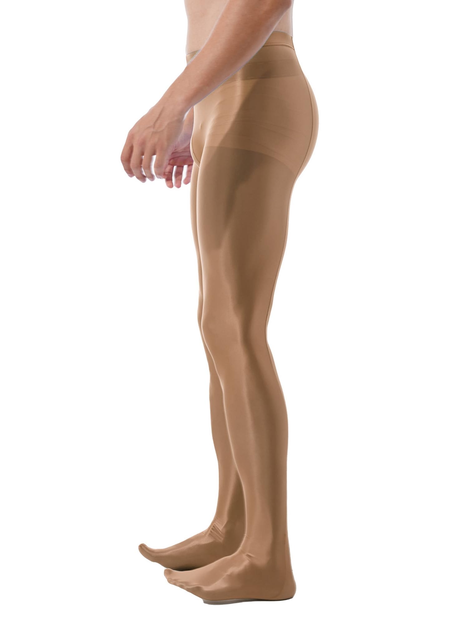 iiniim Men's Ultra Shiny Oil Glossy Pantyhose - High Elastic Opaque Tights & Stockings for Cosplay, Dance, and Fashion Outfits
