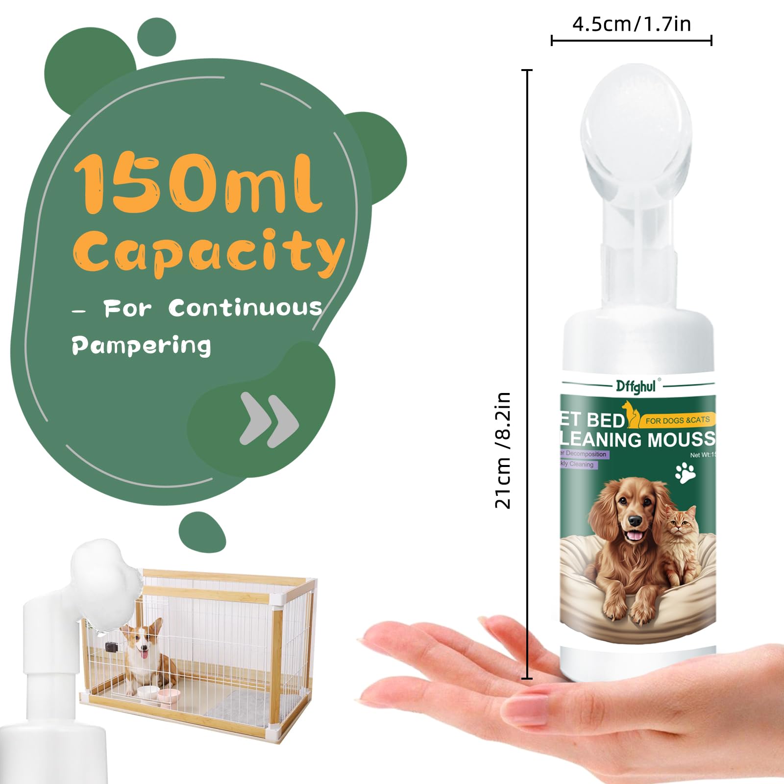 Multi-Purpose Pet Stain & Odor Remover | Foaming Carpet Cleaner for Pets | No-Rinse Formula for Carpets & Pet Beds | Perfect for Accidents, Spills & Deep Cleaning