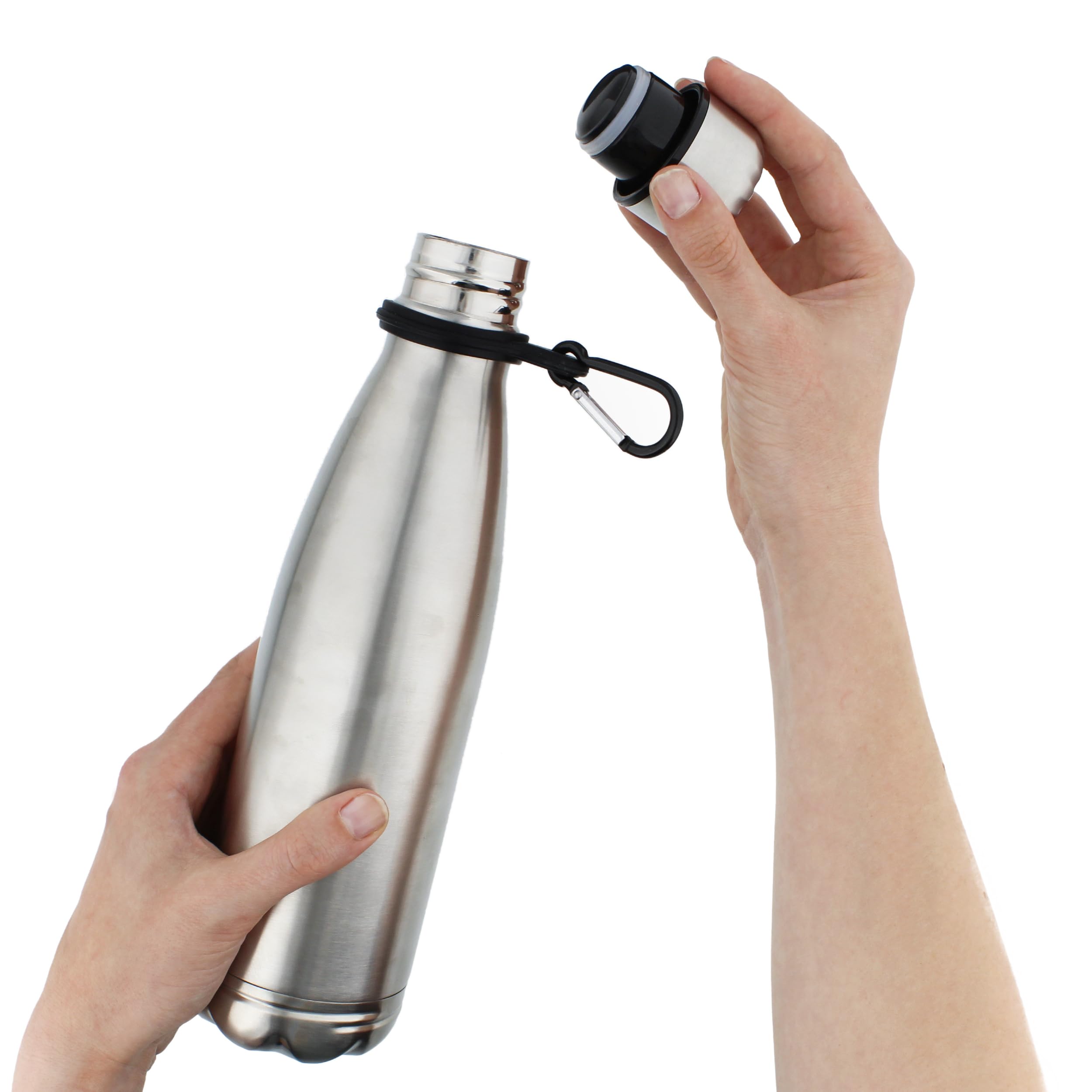 Stainless Steel Sports Water Bottle with Hidden Compartment - Reusable, Silver, Secure Valuables Storage for Gym, Hiking & Outdoor Adventures