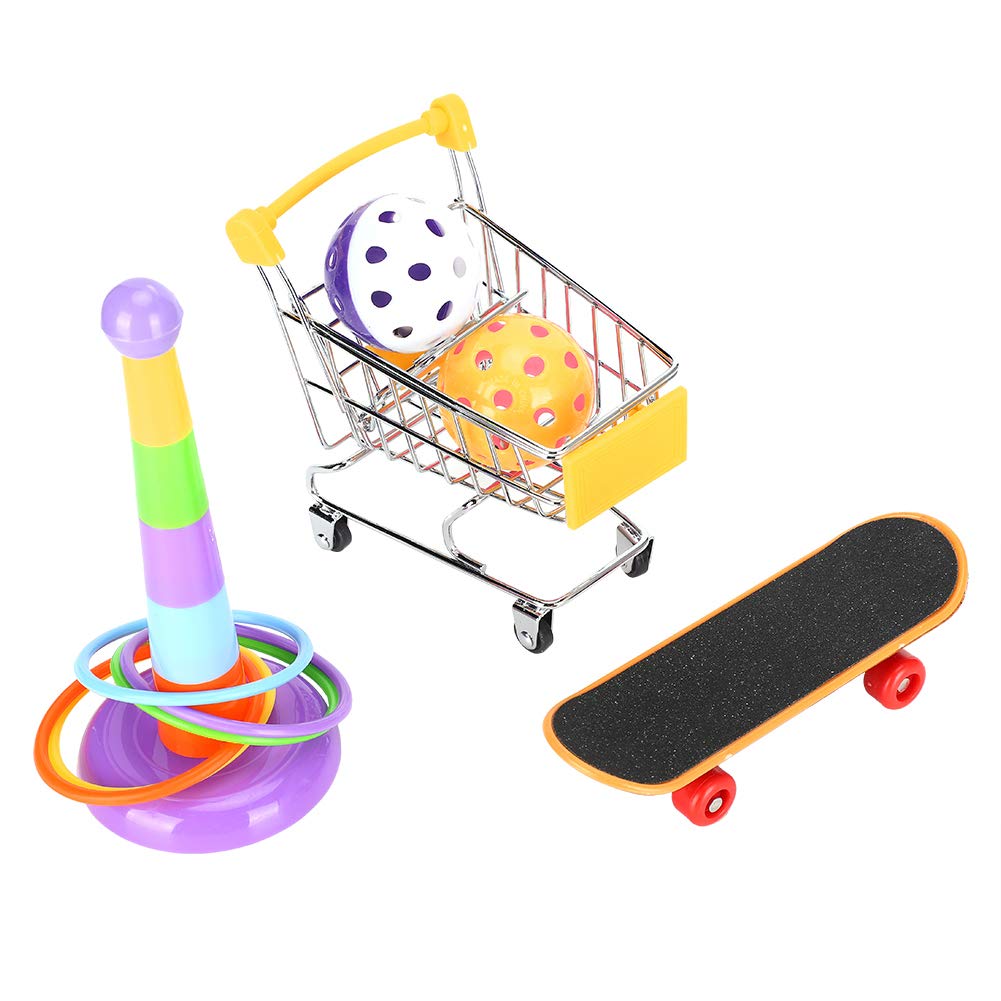 4Pcs Bird Training Toys Set - Interactive Puzzle Toys for Parrots & Pet Birds with Bell Ball, Cart & Skateboard - Perfect for Bird Enrichment & Training Activities
