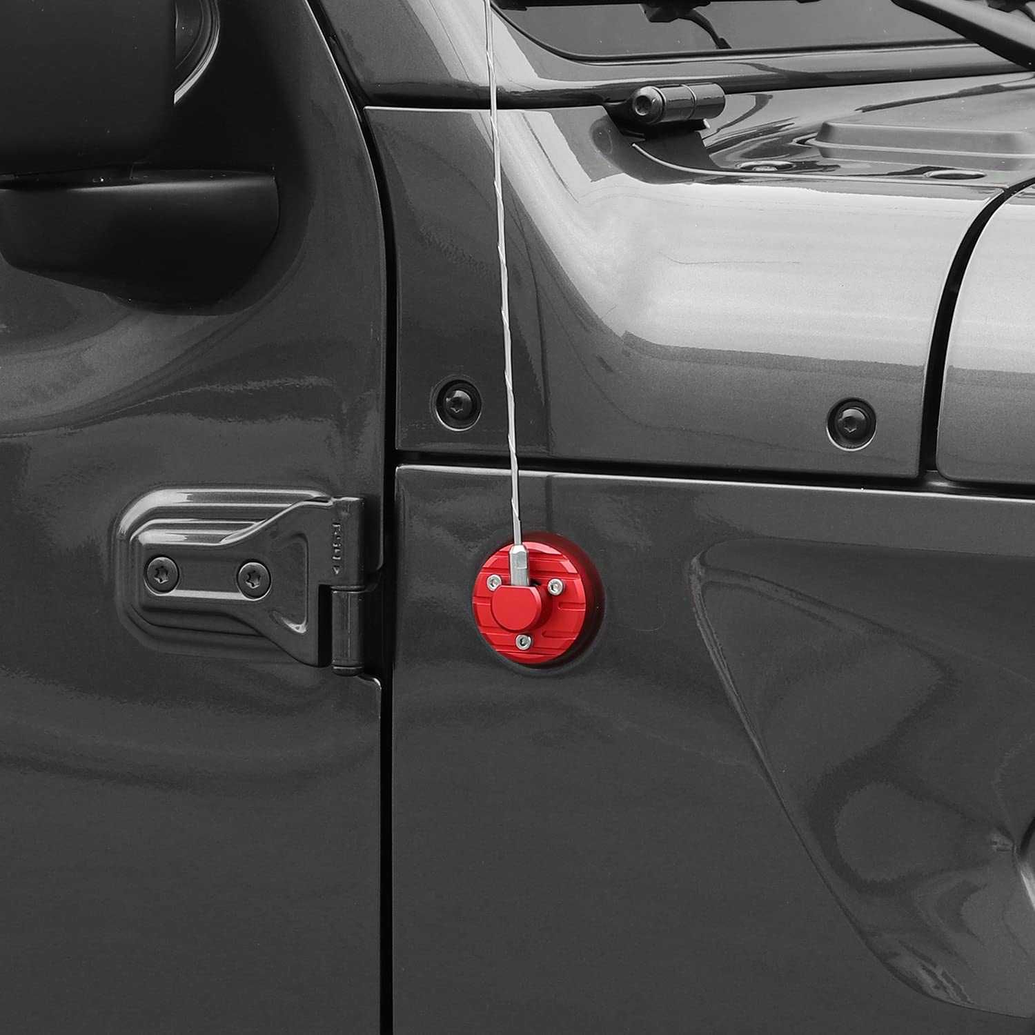CheroCar Aluminum AM/FM Antenna Base Replacement for 2007-2021 Jeep Wrangler JL JLU JK JKU & Gladiator JT - Durable Red Upgrade (Off-Road, Daily Driving, Car Shows)