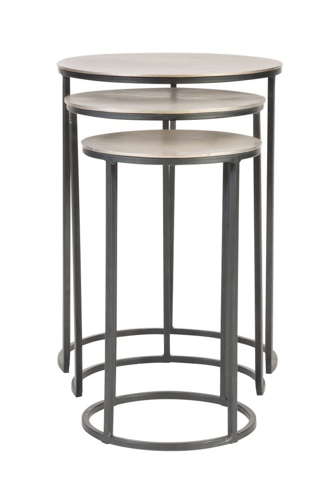 Erik - 23.7 Inch Metal Nesting Tables (Set of 3) - Modern Side Tables for Living Room, Bedroom & Office