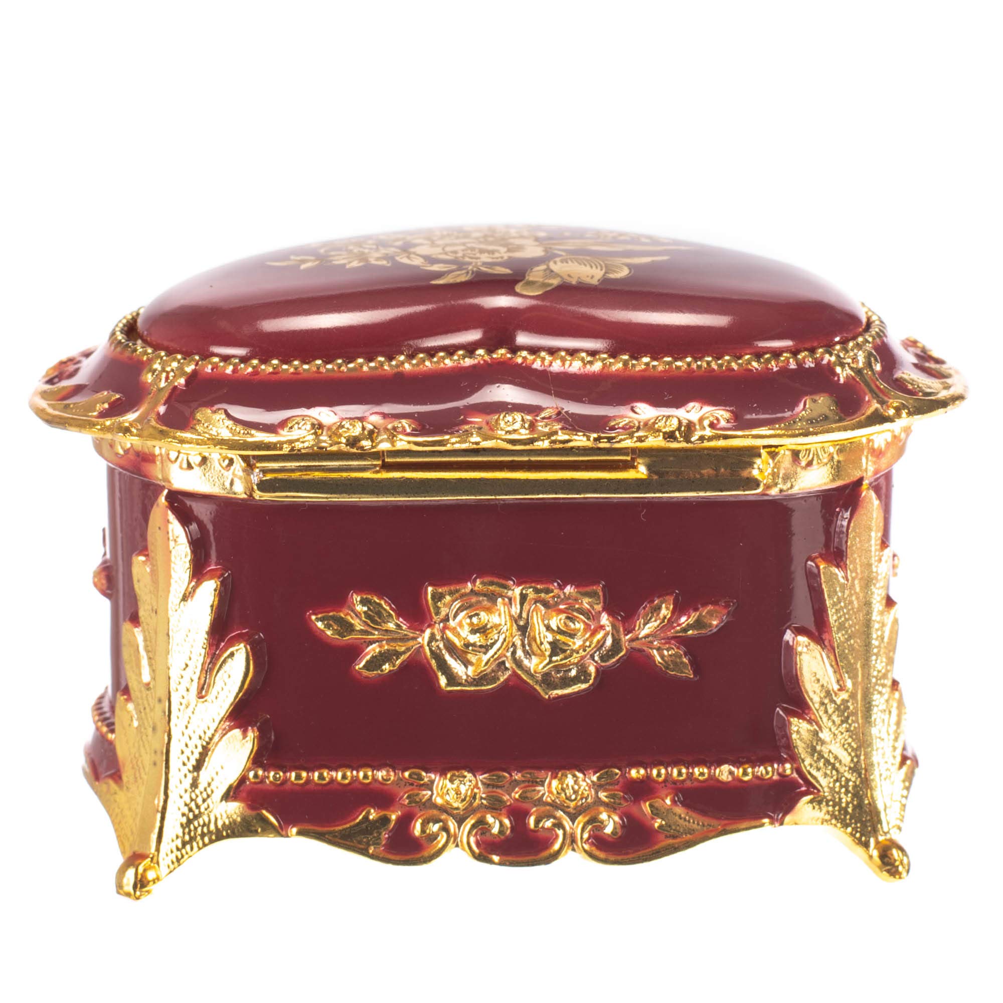 Heart-Shaped Jewelry Music Box - Burgundy & Gold, Plays 'All I Ask of You' - Perfect for Valentine's Day Gifts, Anniversary Presents & Romantic Home Decor