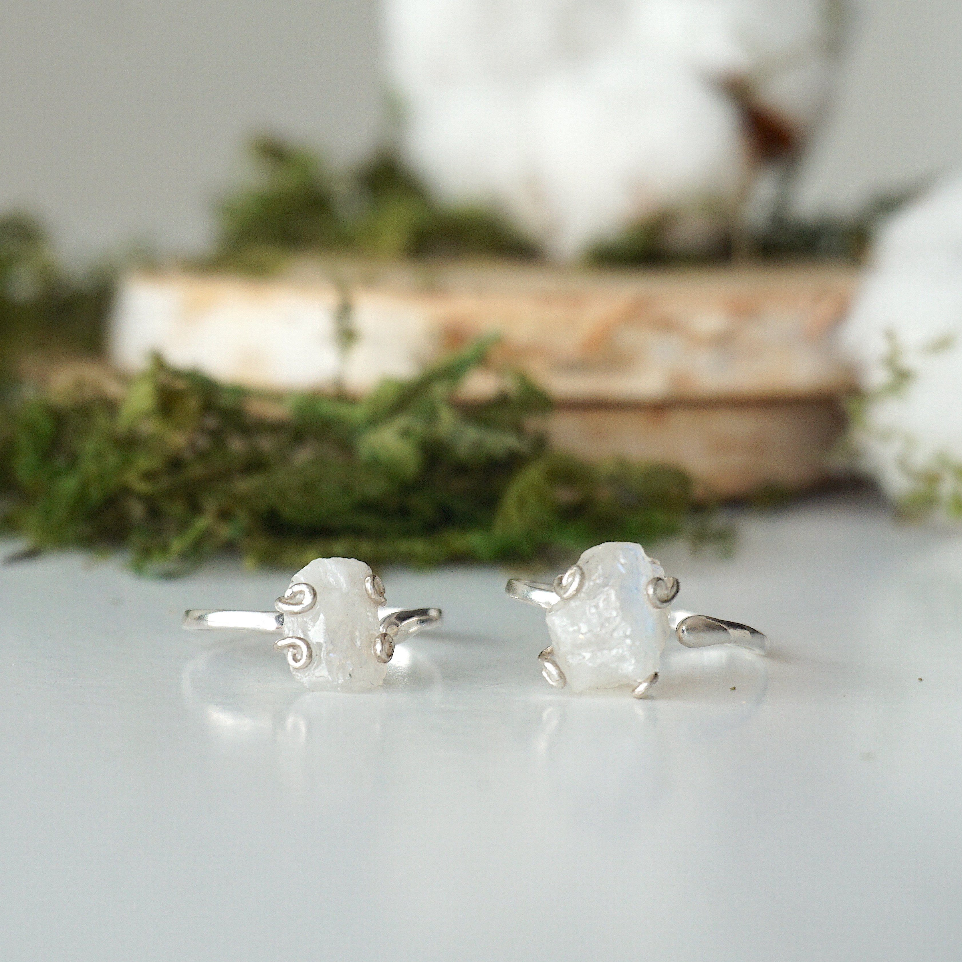 Rainbow Moonstone Sterling Silver Adjustable Ring for Women – Elegant Boho Jewelry for Everyday Wear & Special Occasions
