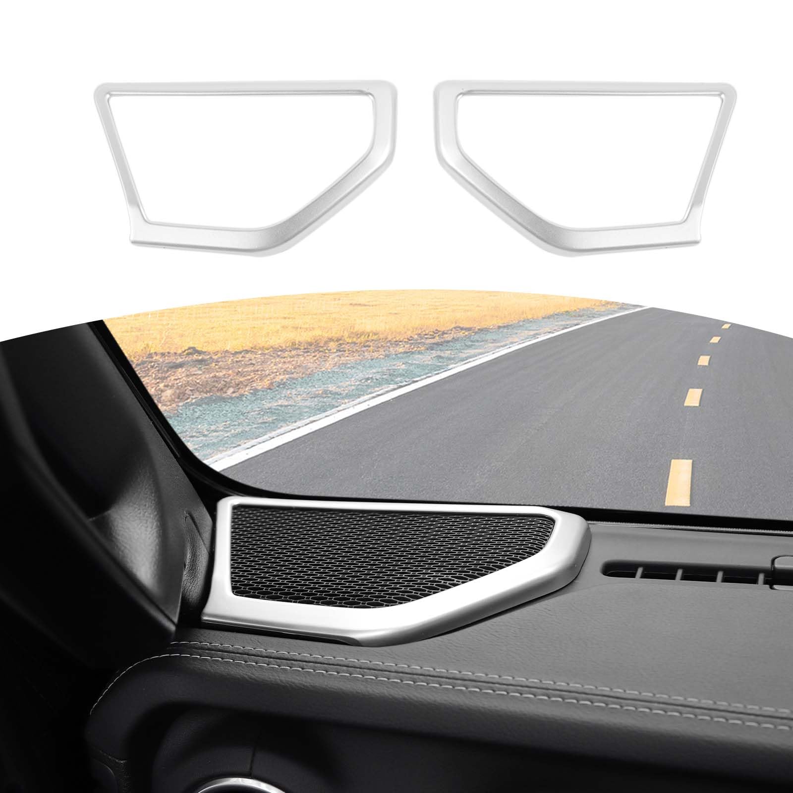Jeep JL A Pillar Speaker Trim Cover - Silver Interior Accessories for Wrangler JL/JLU (2018+) & Gladiator JT (2020+) - 2pcs Set for Enhanced Audio & Stylish Upgrade | Perfect for Off-Road Adventures & Custom Car Modifications