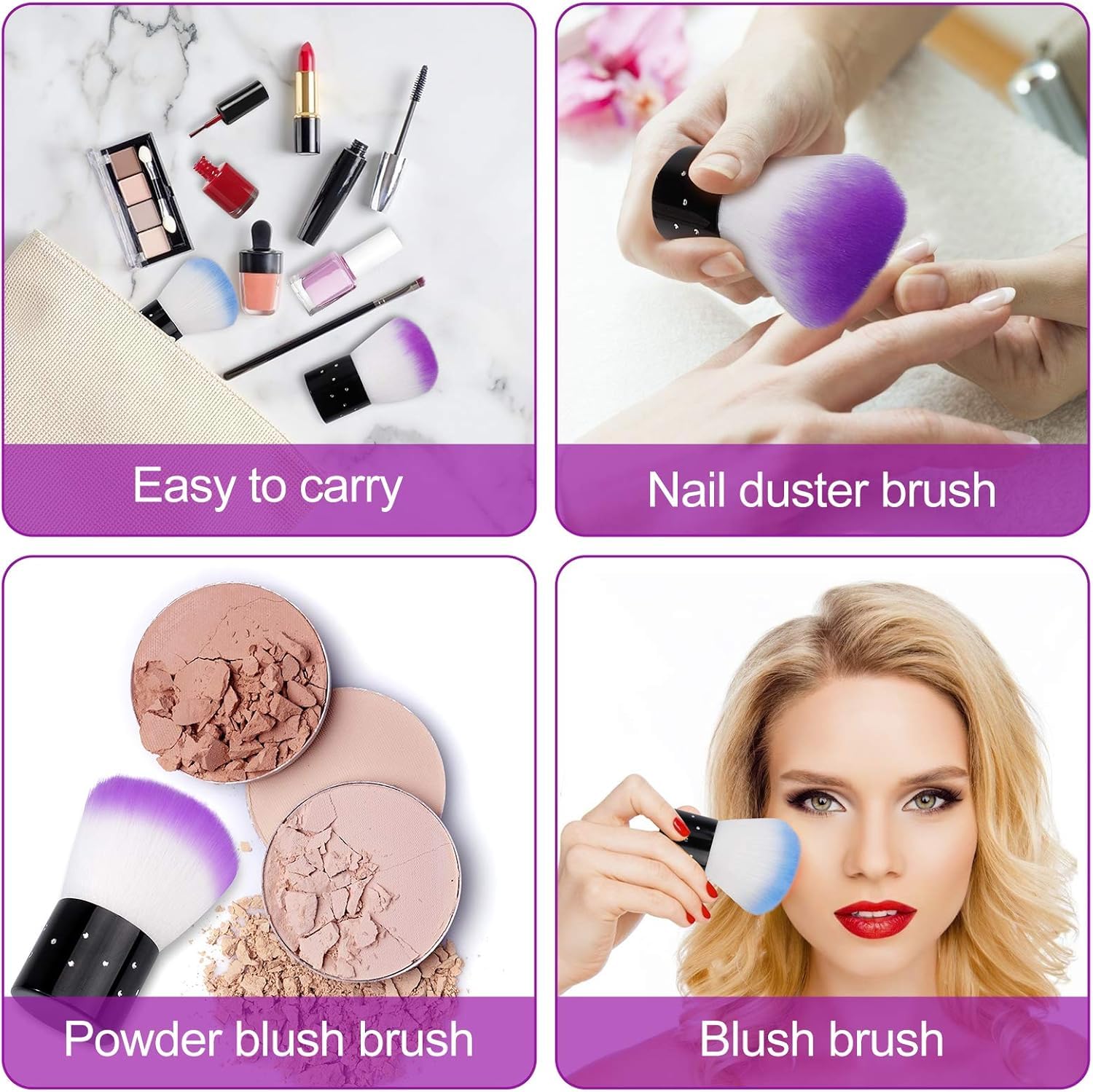NAILWIND Professional Kabuki Nail Dust Brush - Soft Bristles for Nail Art, Makeup & Cleaning - 1 Piece (Colorful) - Perfect for Salon, Home Manicure & Makeup Application