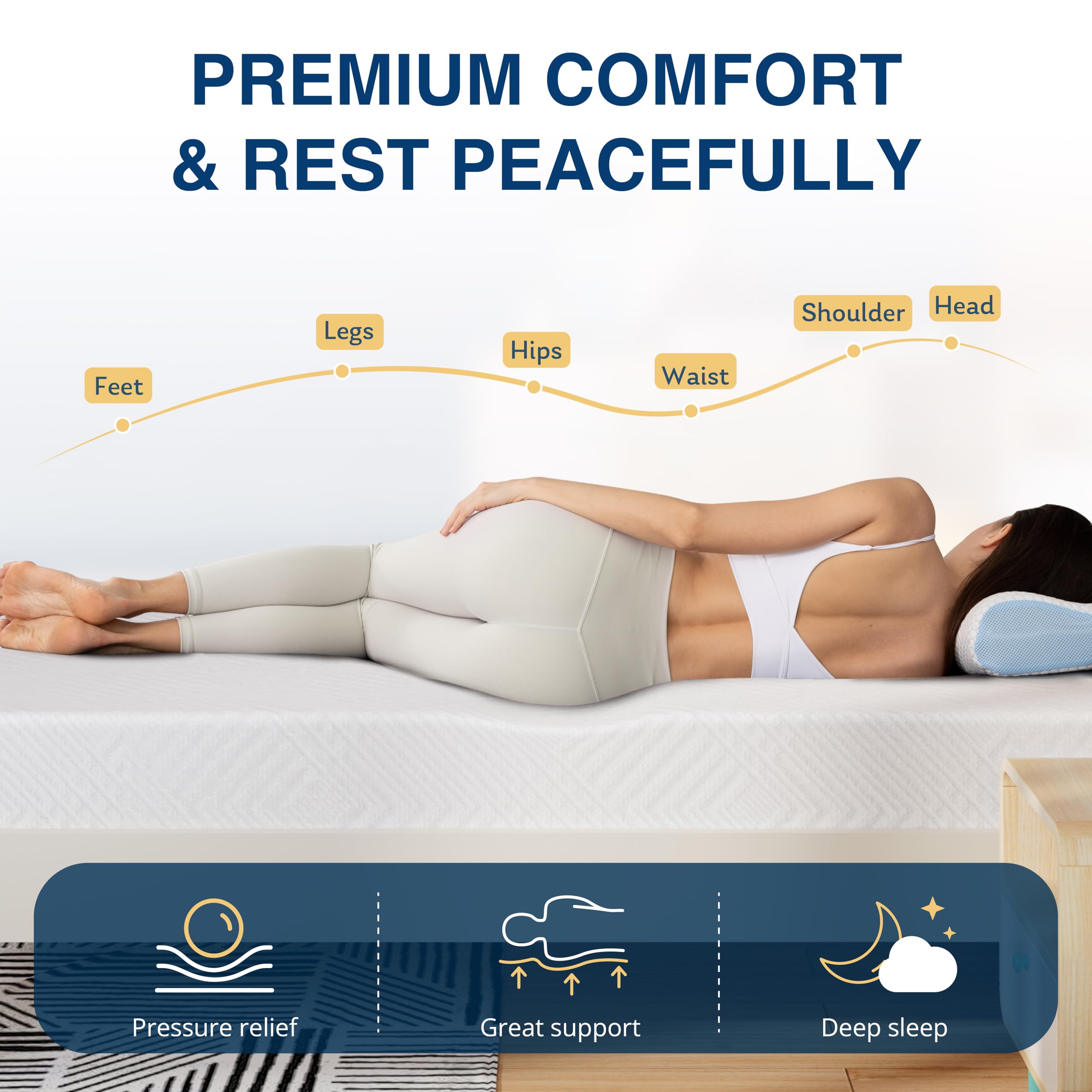 EGOHOME 6 Inch Twin Mattress for Kids - Green Tea Gel Cooling Memory Foam Bunk Bed Mattress in a Box, CertiPUR-US Certified, Medium Firm Support, Made in USA - Perfect for Trundle Beds, Daybeds & Kids' Bedrooms (White)