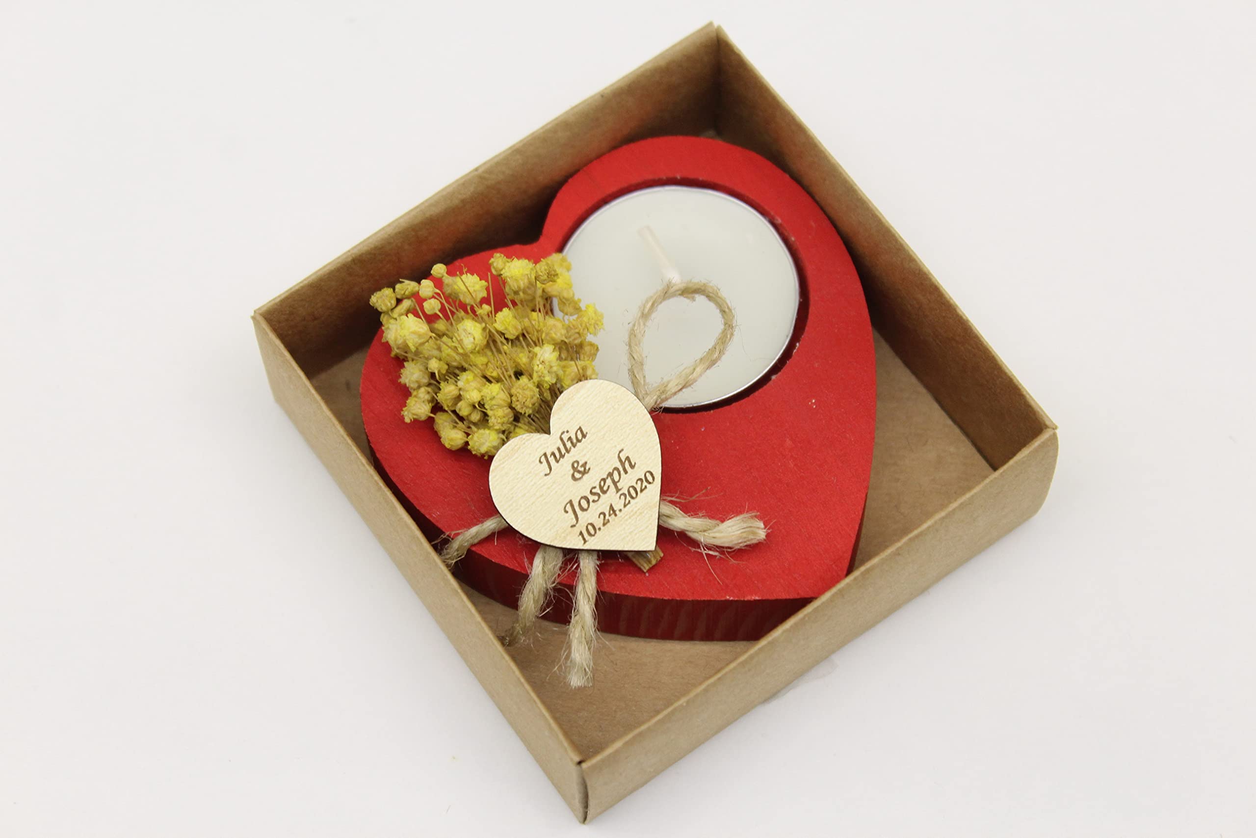Personalized Heart Shaped Candle Holders - Romantic Wedding Favors, Bridal Shower Gifts, Funeral Memorial Candles & Guest Gifts - Elegant Tealight Holders for Home Decor, Wedding Centerpieces & Special Occasions