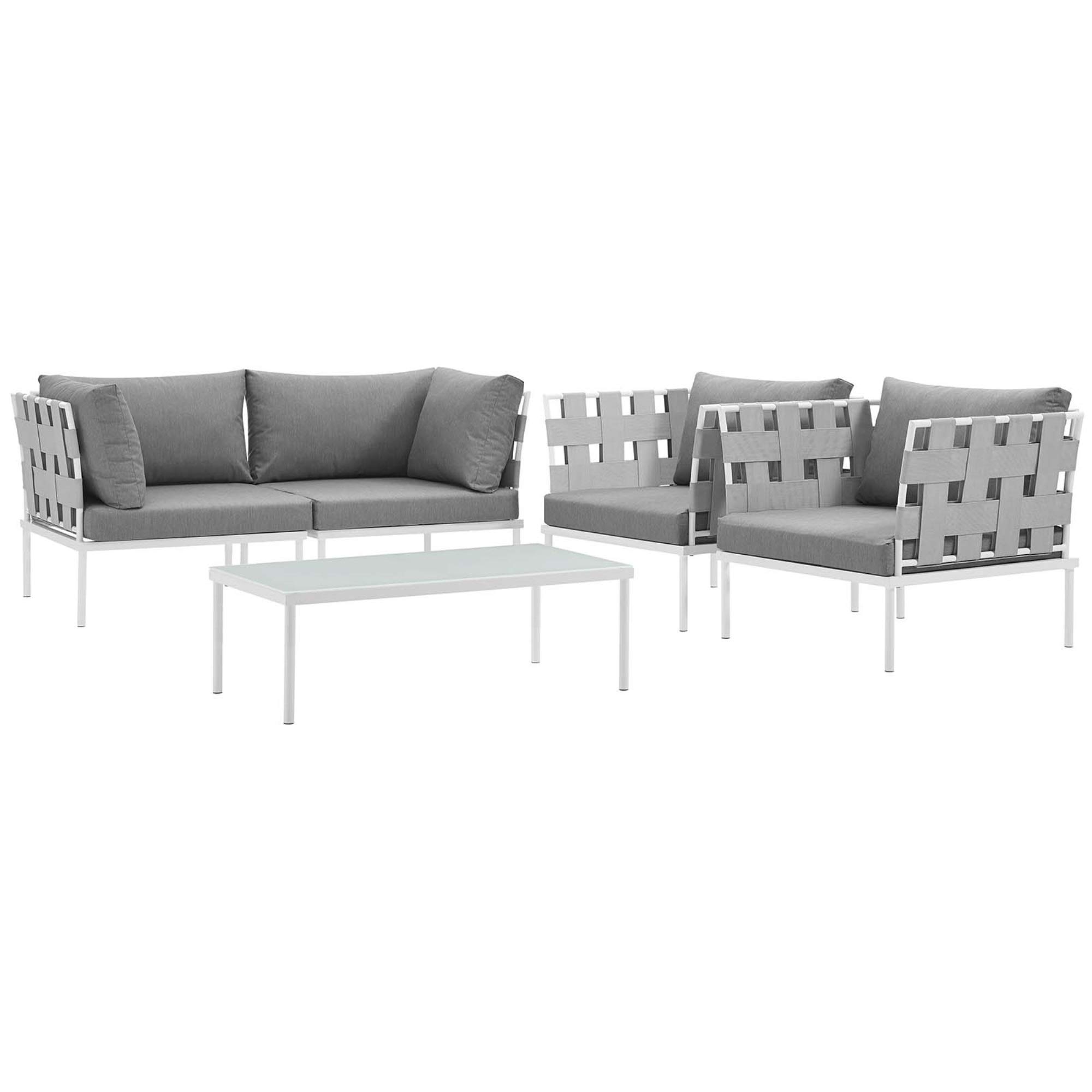 Ergode Harmony Outdoor Patio Sectional Sofa Set - All-Weather Waterproof Wicker Furniture with Modern Design & Machine Washable Cushions - Includes Tempered Glass Top Coffee Table - Perfect for Backyard, Poolside & Garden Relaxation