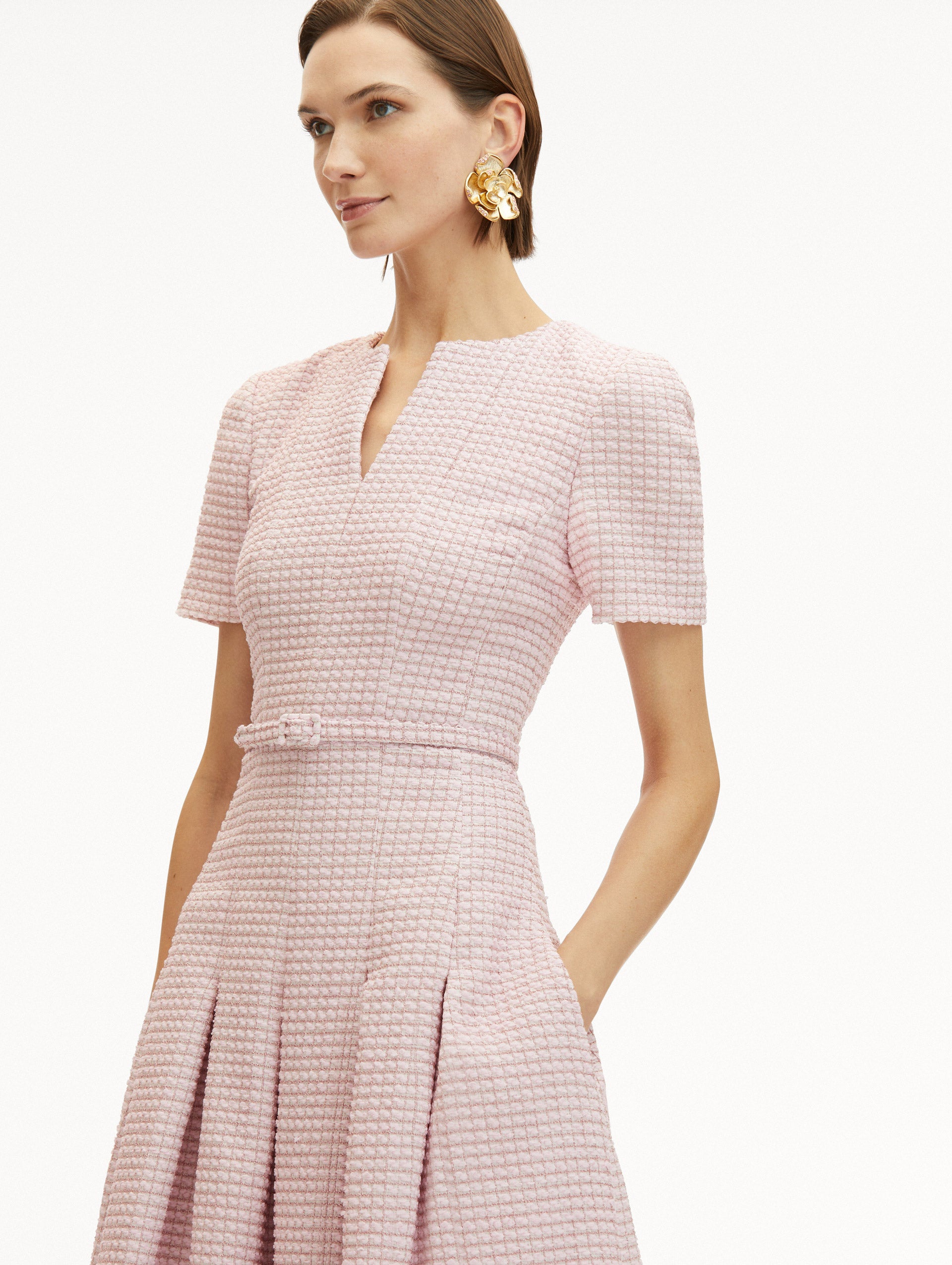 Lurex Check Tweed Dress for Women - Elegant Party & Evening Wear - Perfect for Holiday Parties, Cocktail Events & Special Occasions