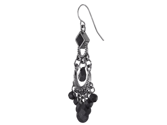 1928 Jewelry Black Crescent Briolette Chandelier Earrings - Elegant Dangle Earrings for Women, Perfect for Evening Parties, Weddings & Special Occasions