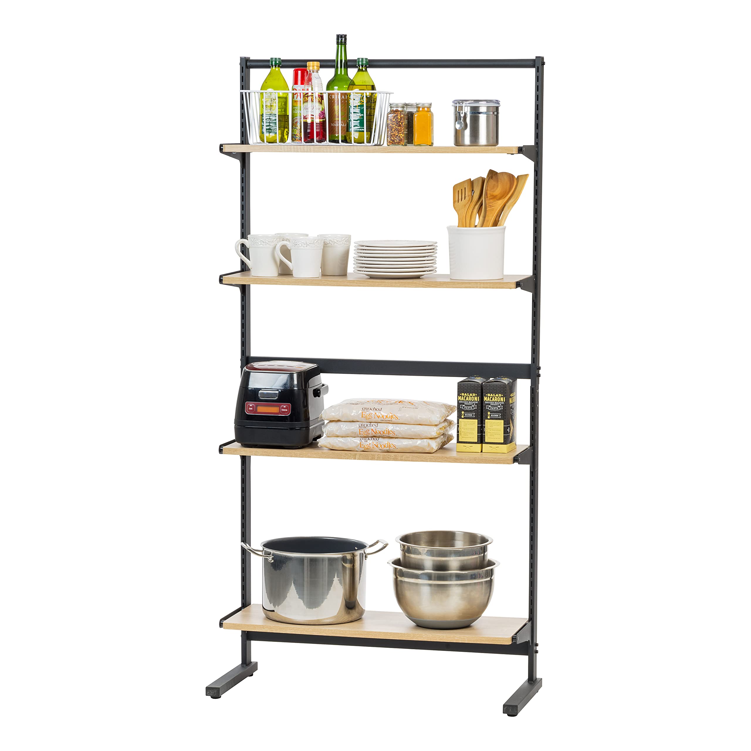 SWR-4 Adjustable Baker's Rack with Storage Shelves - Kitchen Coffee Station Organizer, Small Closet Storage Solution for Home & Office Use