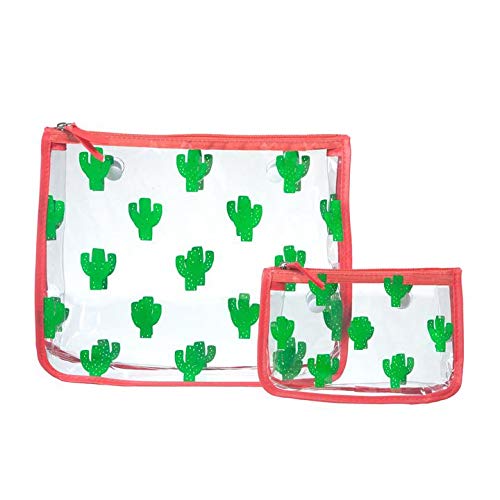 Premium Clear Designer Zipper Insert Set of 2 - Travel Organizer Storage for Bogg Bags (Cactus Pattern) | Perfect for Beach Trips, Poolside Essentials & On-the-Go Organization
