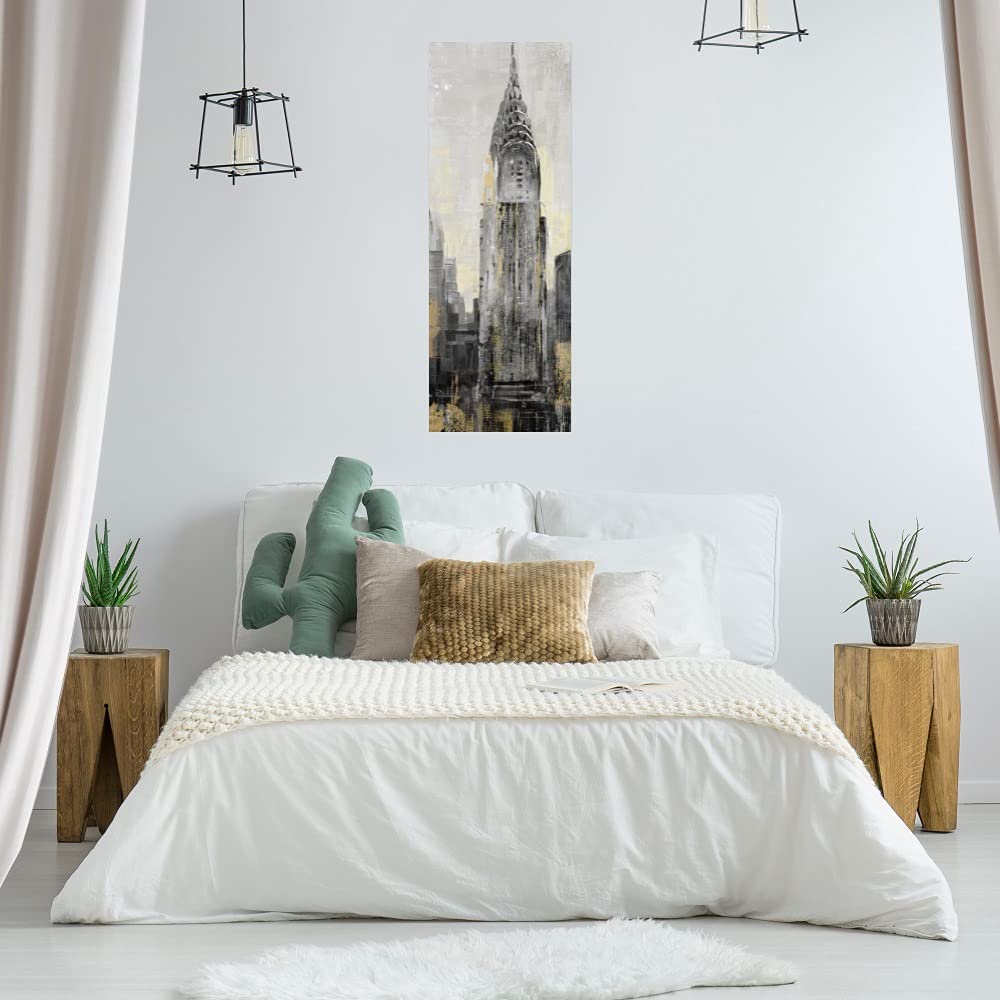 Heather Hayes Fine Art Canvas Wall Decor - Manhattan Metals I - 14x38 Inches - Ready to Hang - Modern Abstract Painting for Living Room, Bedroom, Office & More - Perfect for Home, Office & Commercial Spaces