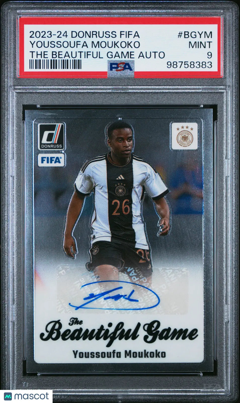 2023-24 Donruss FIFA The Beautiful Game Youssoufa Moukoko Autographed Soccer Trading Card PSA 9 Mint - Perfect for Soccer Collectors, Fans & Memorabilia Enthusiasts