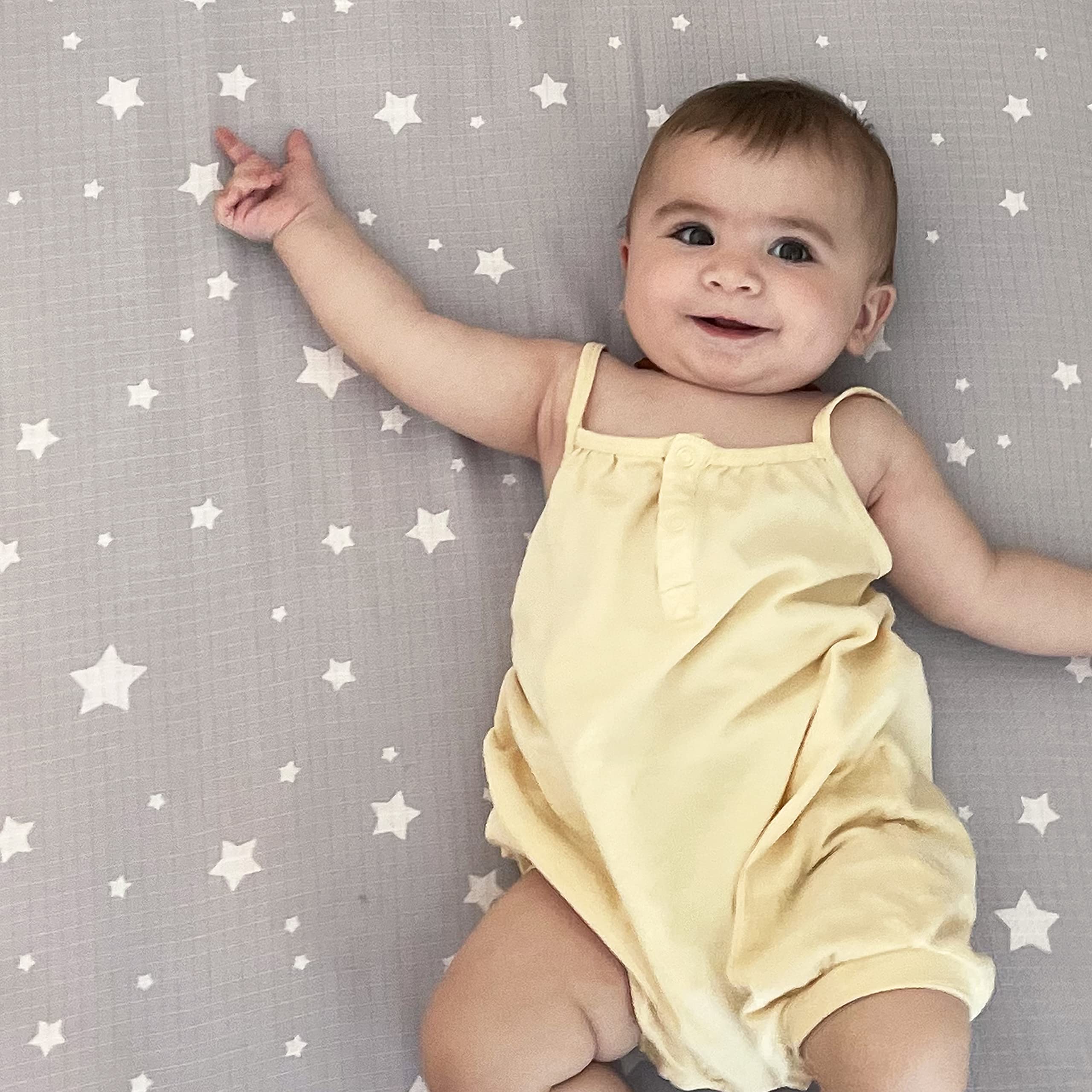 Organic Muslin Cotton Mini Crib Sheets 2-Pack - Breathable & Soft Baby Bedding for 24