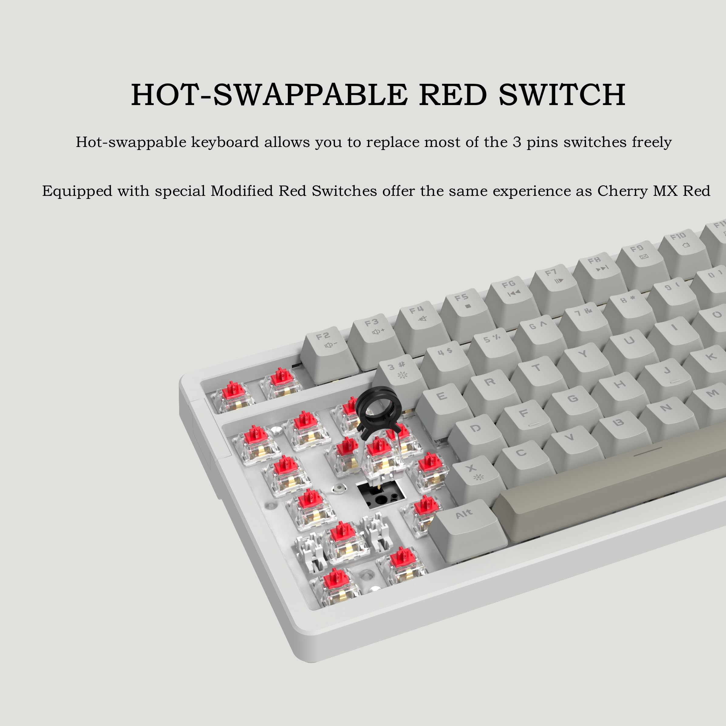AK992 Retro Wired Mechanical Gaming Keyboard - 98 Keys, Hot-Swappable Red Switches, Blue Backlit for PC Gaming & Office Work