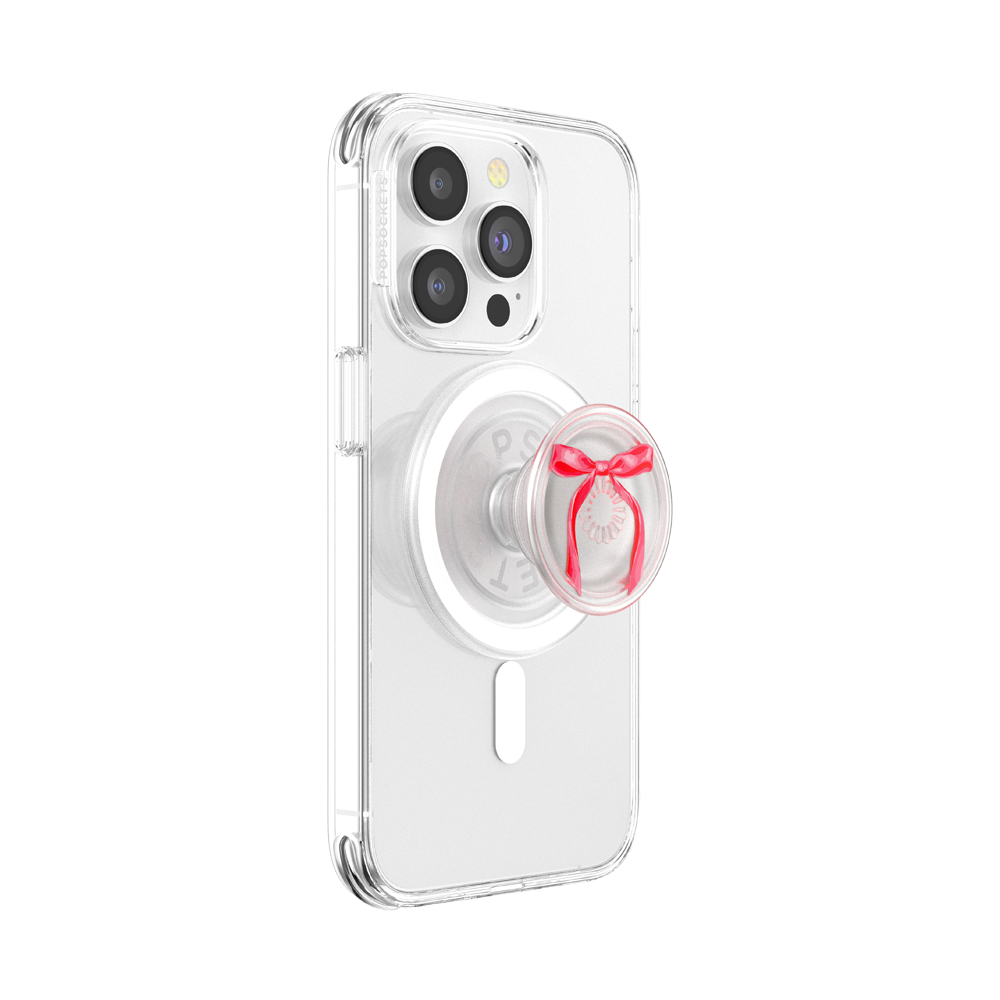 Red Bow PopGrip for MagSafe - Magnetic Phone Grip & Stand for iPhone 12/13/14/15 Pro Max - Perfect for Selfies, Video Calls & Hands-Free Viewing