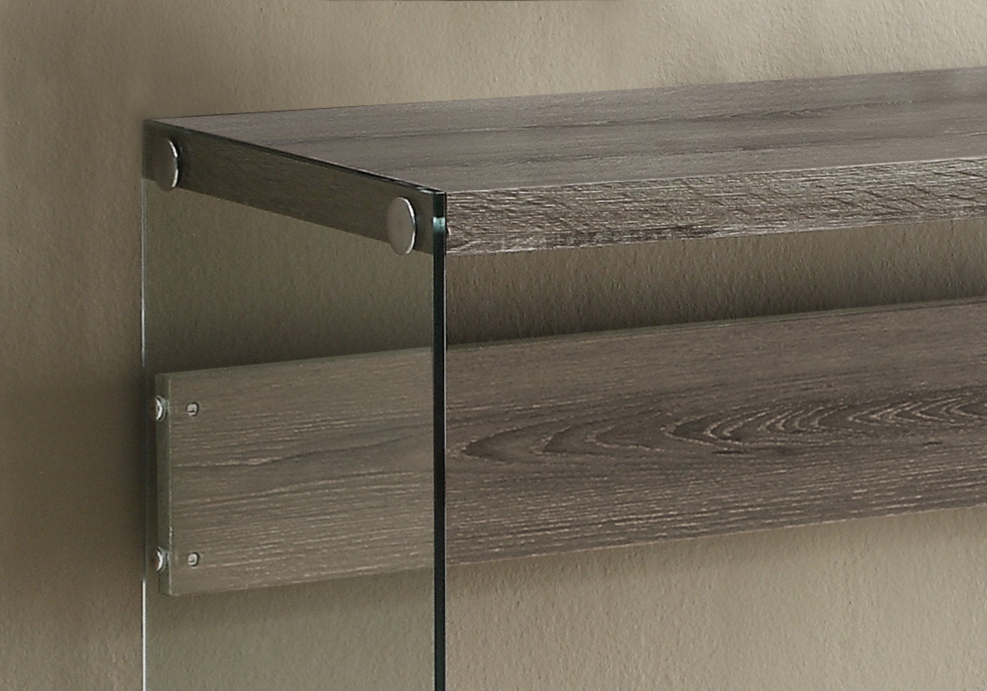 Modern Accent Table with Tempered Glass Top - 44L Dark Taupe Finish - Perfect for Living Room, Bedroom or Entryway Decor