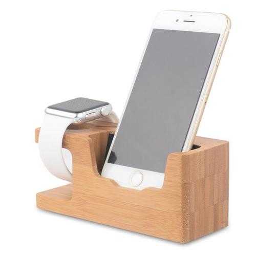 Universal Bamboo Charging Station Stand - Phone & Smartwatch Holder for iPhone, iWatch, Samsung - Perfect for Home, Office & Travel Organization