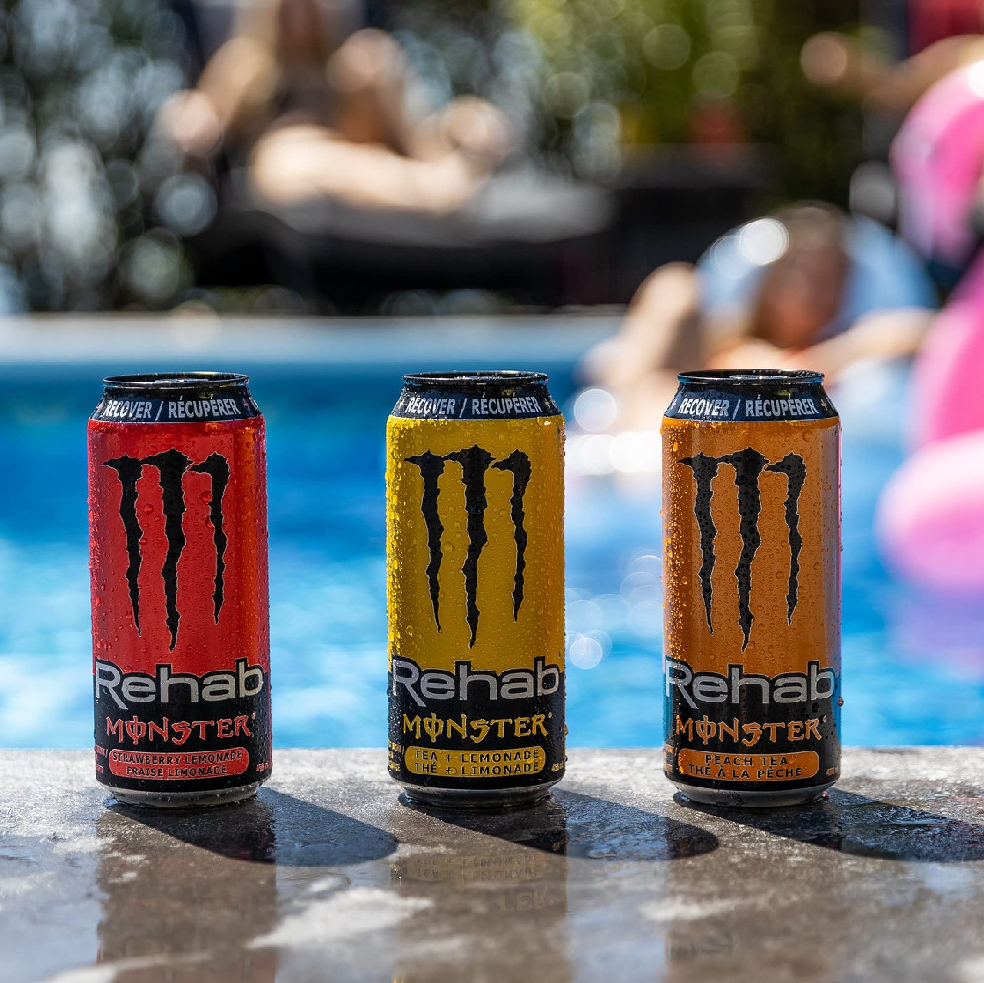 Monster Energy Rehab Strawberry Lemonade - 12 Pack of 458mL Cans | Low-Calorie Sports Drink for Workouts, Gaming & Outdoor Activities | Hydration Boost with Electrolytes & Vitamins