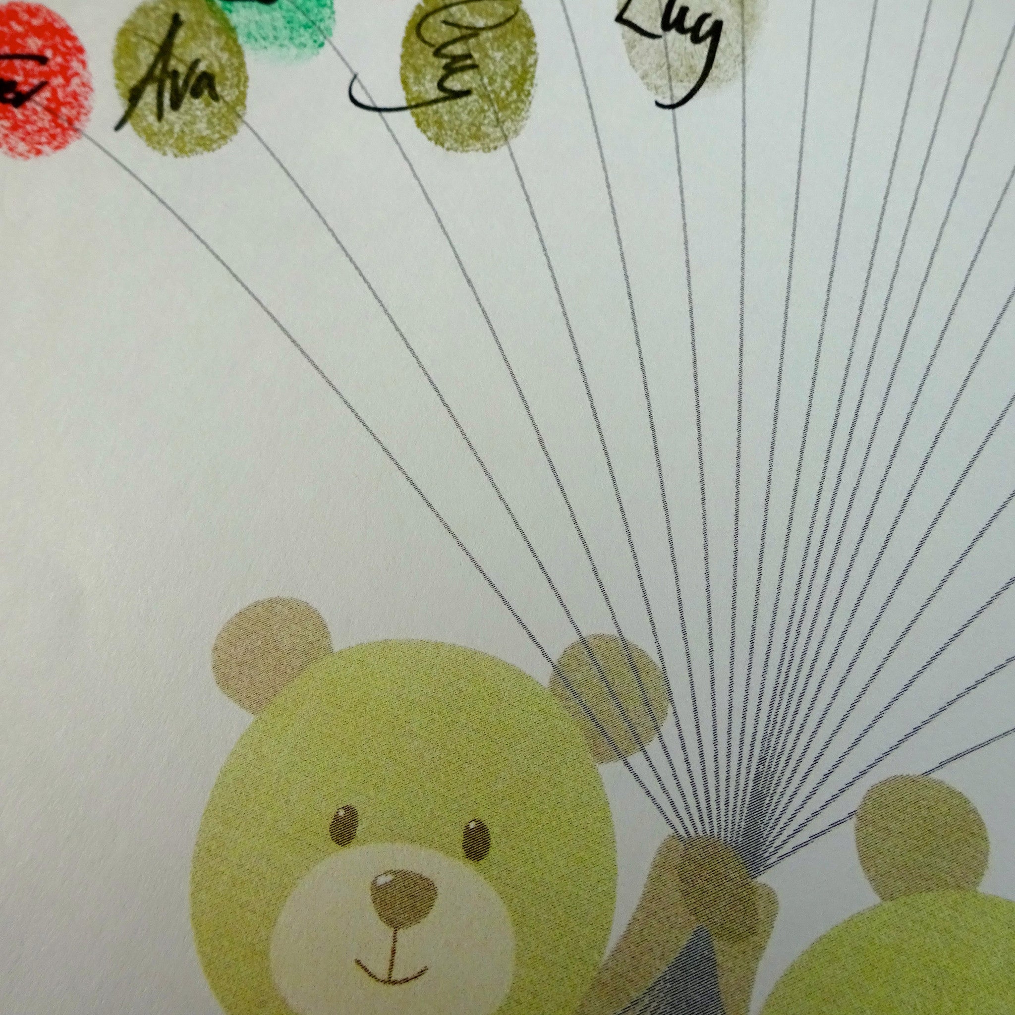 Custom Fingerprint Art - Personalized Twin Teddy Bears Keepsake for Baby Shower, Nursery Decor & Unique Gifts for Parents