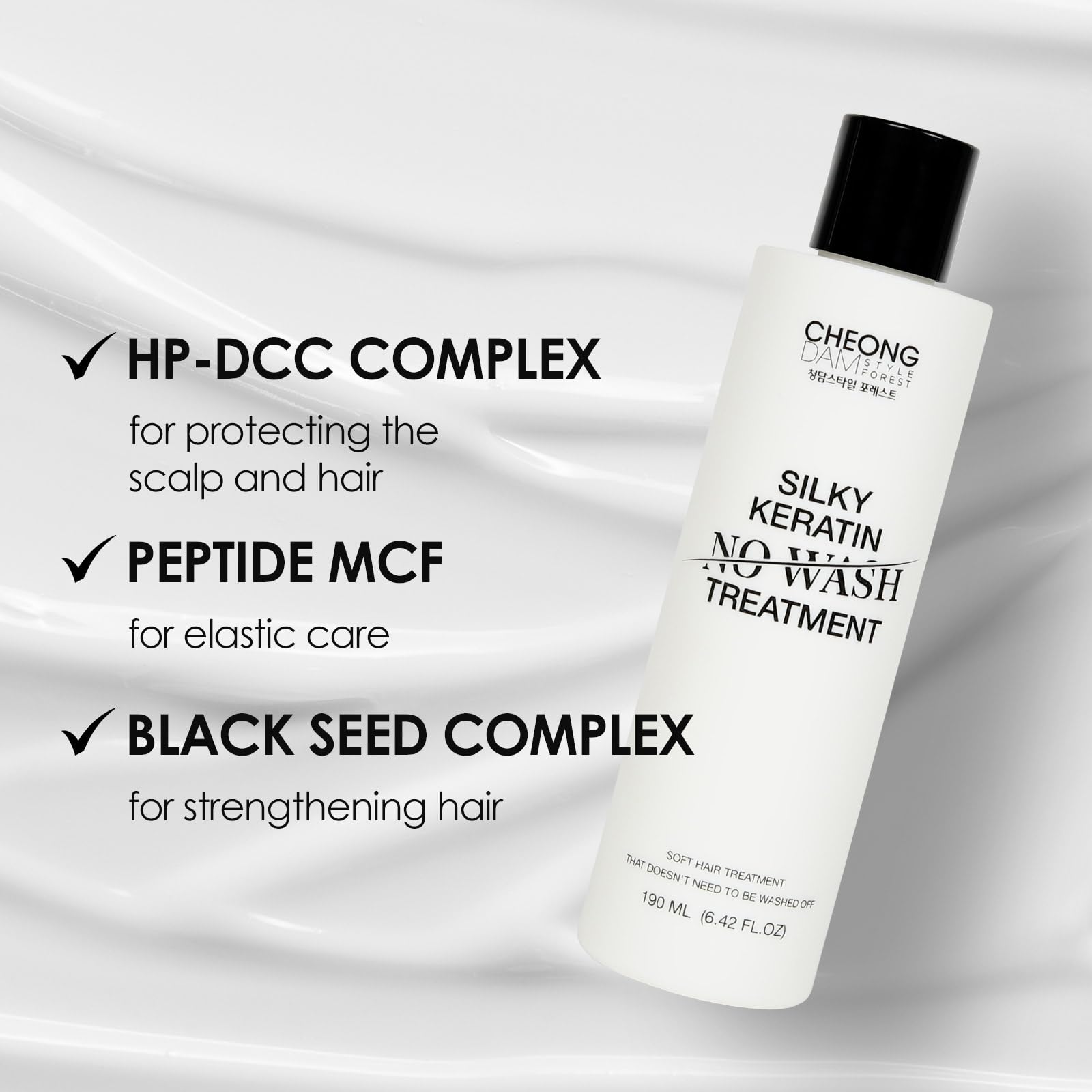 CHEONGDAM STYLE FOREST SILKY KERATIN NO WASH HAIR TREATMENT | Leave-In Conditioner for Smooth, Tangle-Free Hair | Korean Hair Care with Panthenol & Collagen (6.42 Fl Oz) | Perfect for Damaged, Dry Hair & Daily Frizz Control