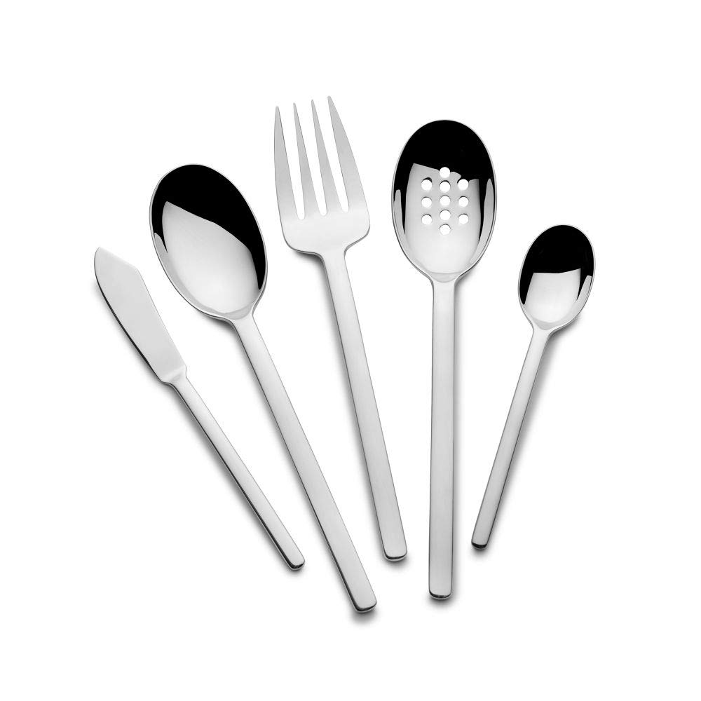 Mikasa Zena 45-Piece 18/0 Stainless Steel Flatware Set for 8 - Dinnerware Silverware with Serving Utensils - Perfect for Formal Dining, Holiday Entertaining & Wedding Registry