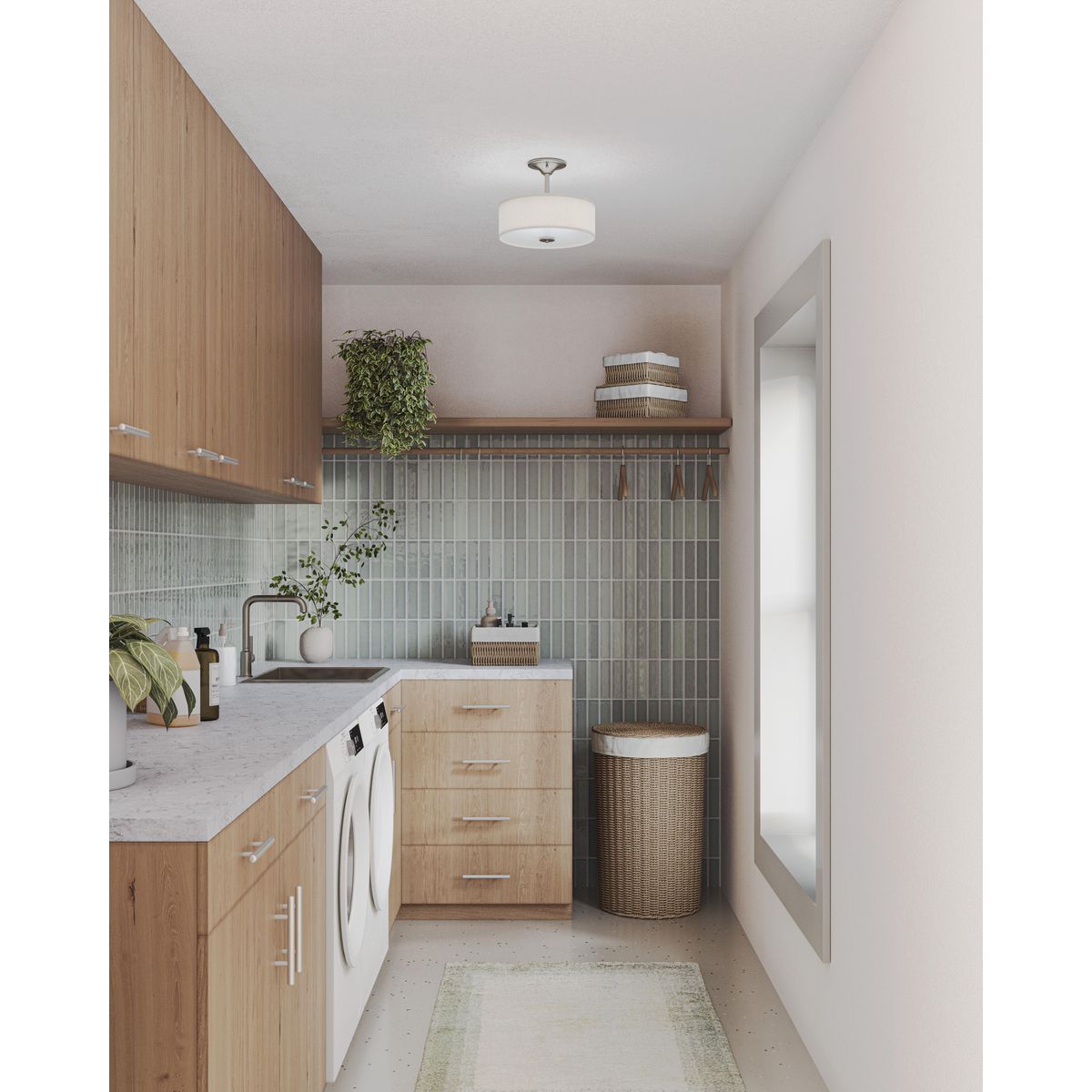 Inspire Collection 13 LED Semi Flush Mount Ceiling Light - Modern Energy Efficient Lighting for Bedroom, Hallway & Living Room
