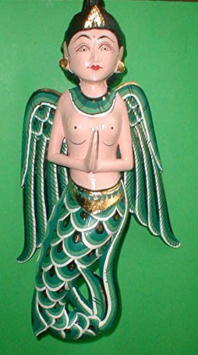 Flying Sita Mermaid Dewi Statue - Large Size, Vibrant Green, Red or Blue - Perfect for Home Decor, Garden Ornament, and Gift Giving