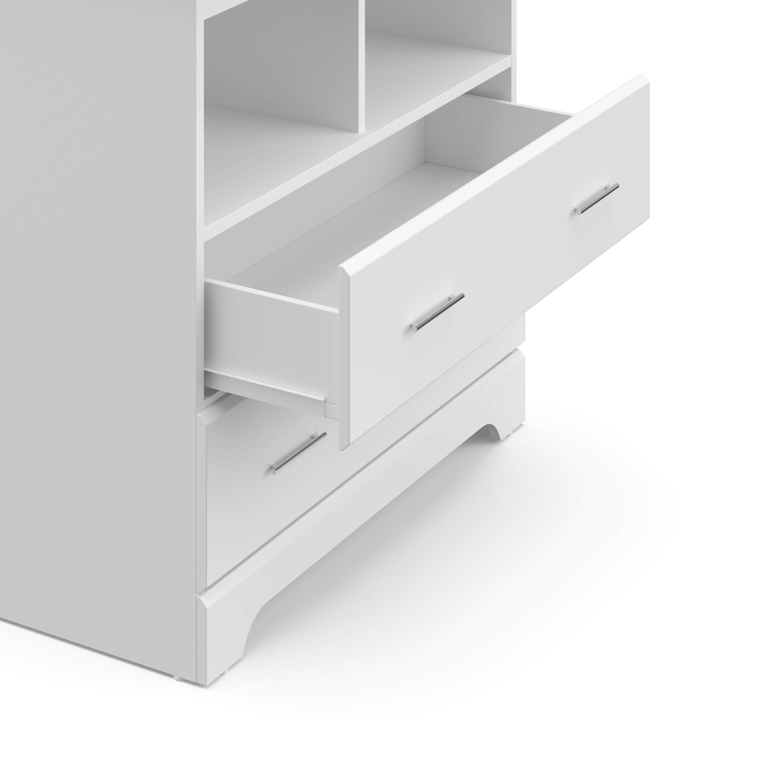 Storkcraft Brookside 2-Drawer Changing Table Dresser in White - GREENGUARD Gold Certified Baby Nursery Dresser with Changing Topper | Sturdy Baby Changing Station & Storage Solution for Nursery, Kids Bedroom & Daycare Use