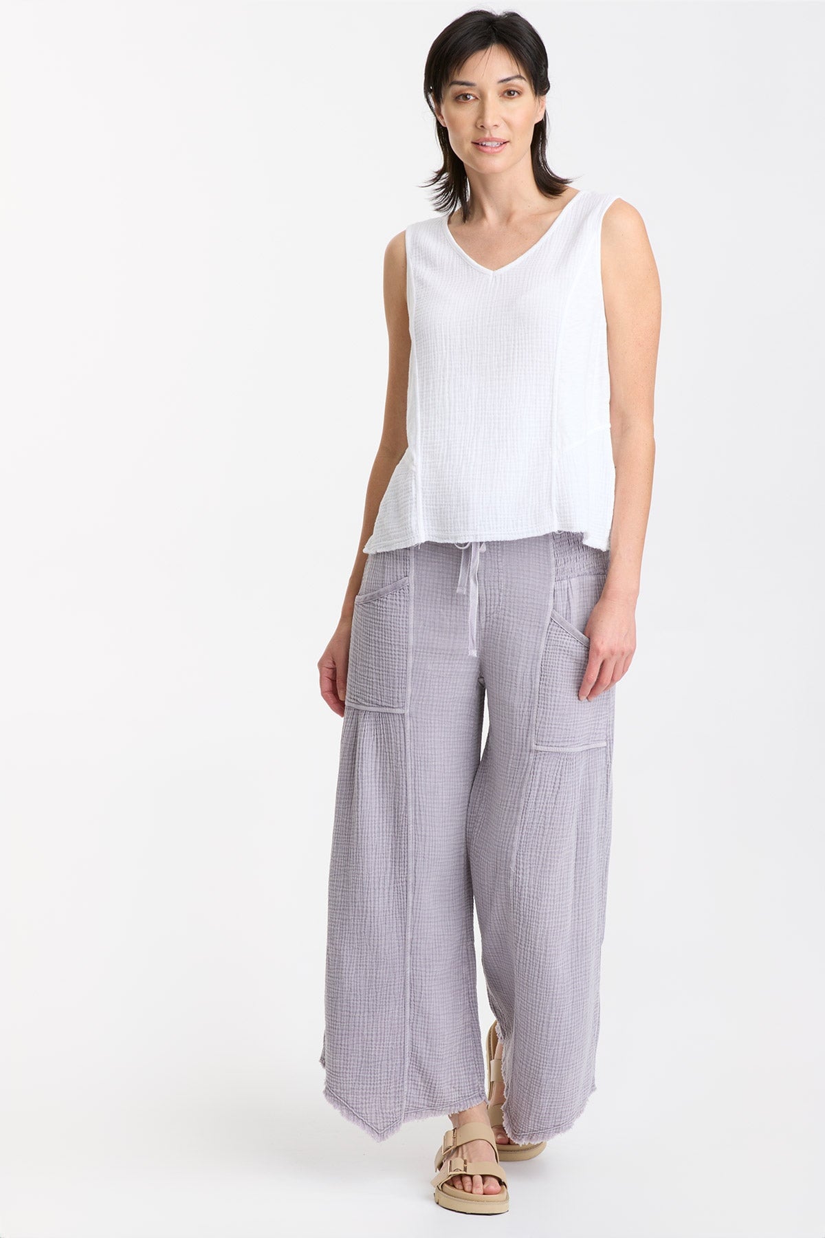 Quennel White Tank Top for Women - Soft Cotton Casual Shirt - Perfect for Summer, Gym, and Everyday Wear