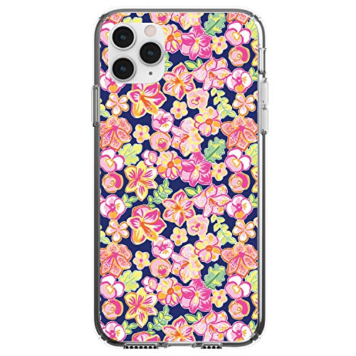 Preppy Pattern - Pink Green Navy Flowers Floral On Clear Case